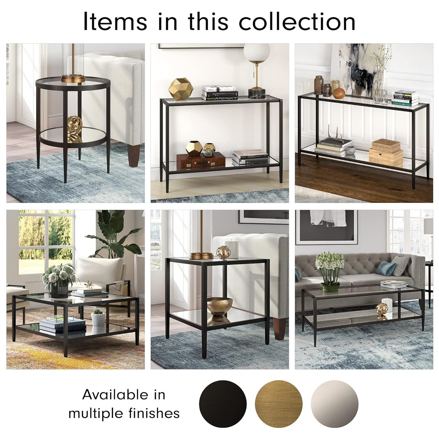 Evelyn&Zoe Hera 20" Wide Square Side Table with Mirror Shelf, Blackened Bronze
