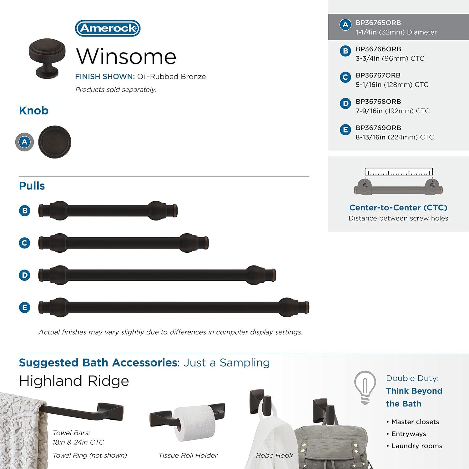 Winsome 1 1/4" Diameter Round Knob