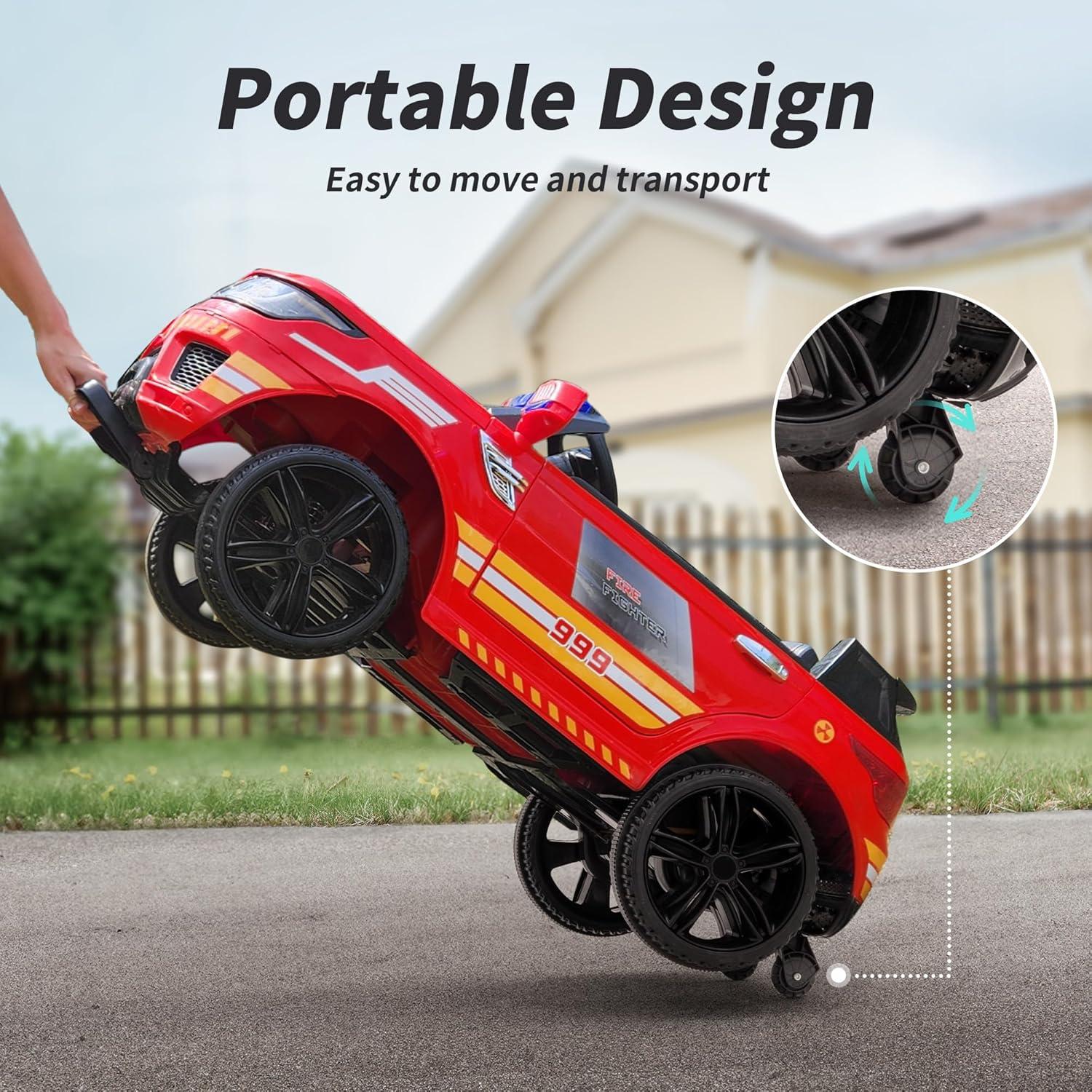 Outfunny Electric Police Car for Kids, 12 Volt Kids Ride on Toy Car with Remote Control, Bluetooth, Megaphone