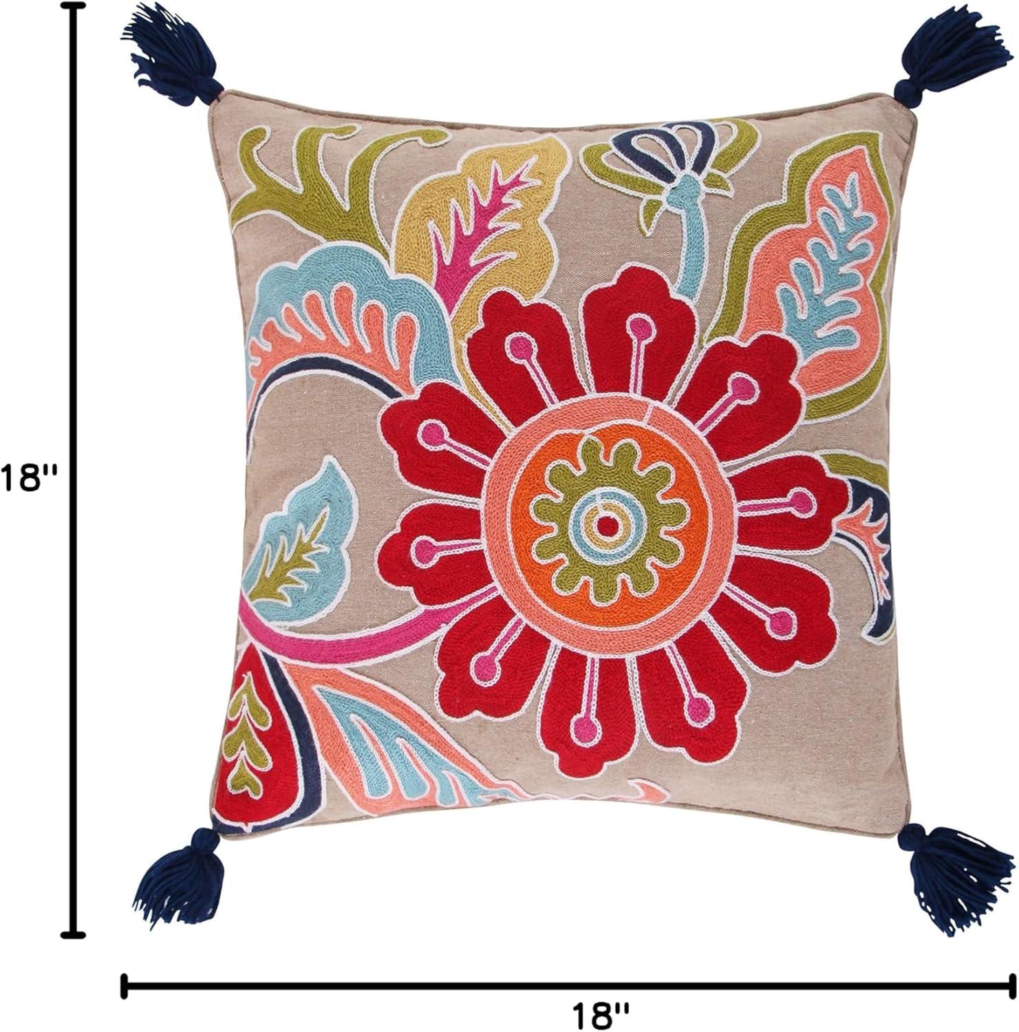 Jules Crewel Flower Decorative Pillow - Levtex Home