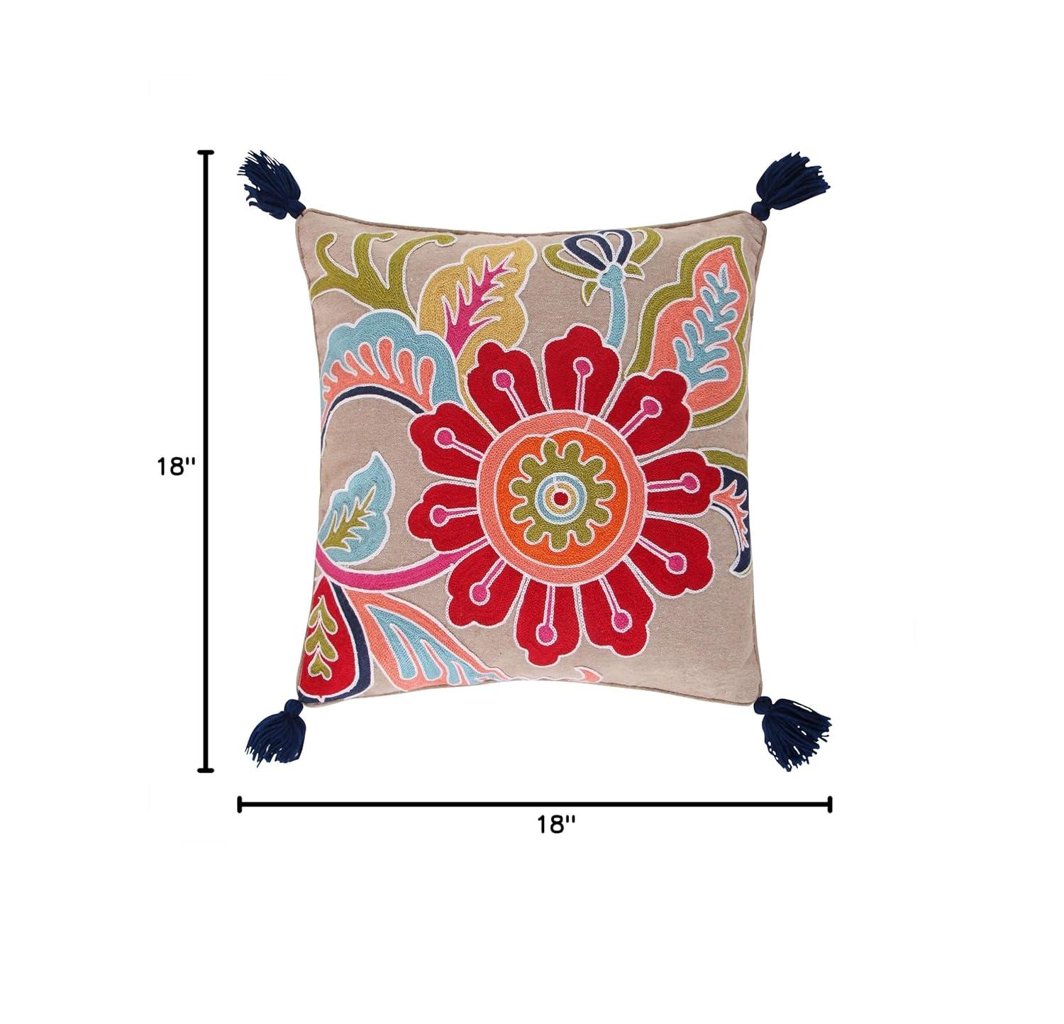 Jules Crewel Flower Decorative Pillow - Levtex Home