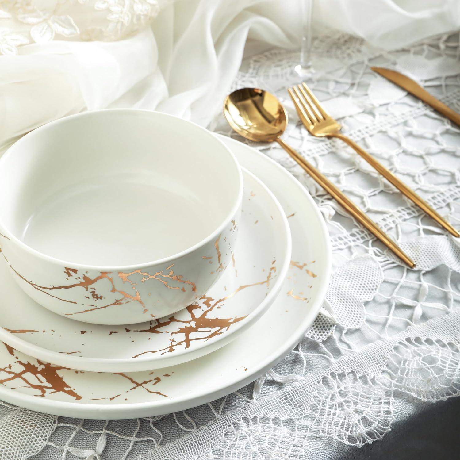 Stone Lain Zora 32-Piece Porcelain Dinnerware Set, Service for 8, White