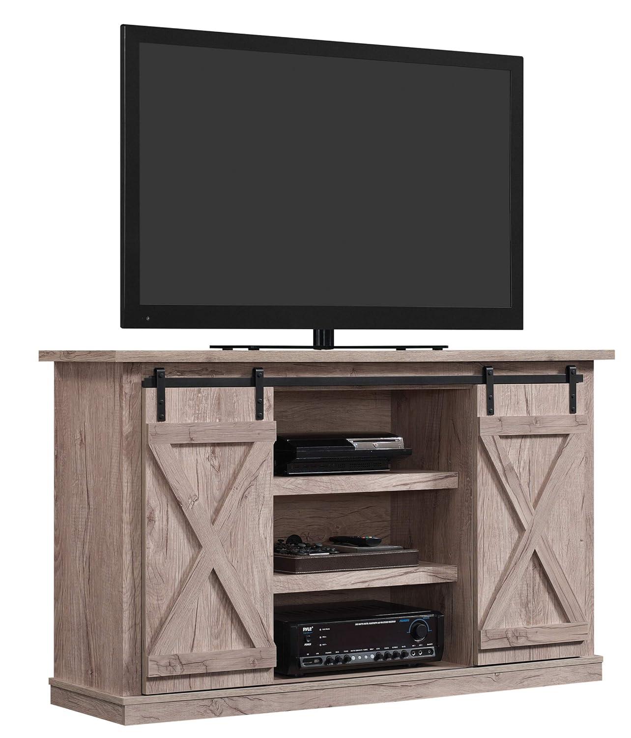 Twin Star Home Terryville Barn Door TV Stand for TVs up to 60", Dark Gray