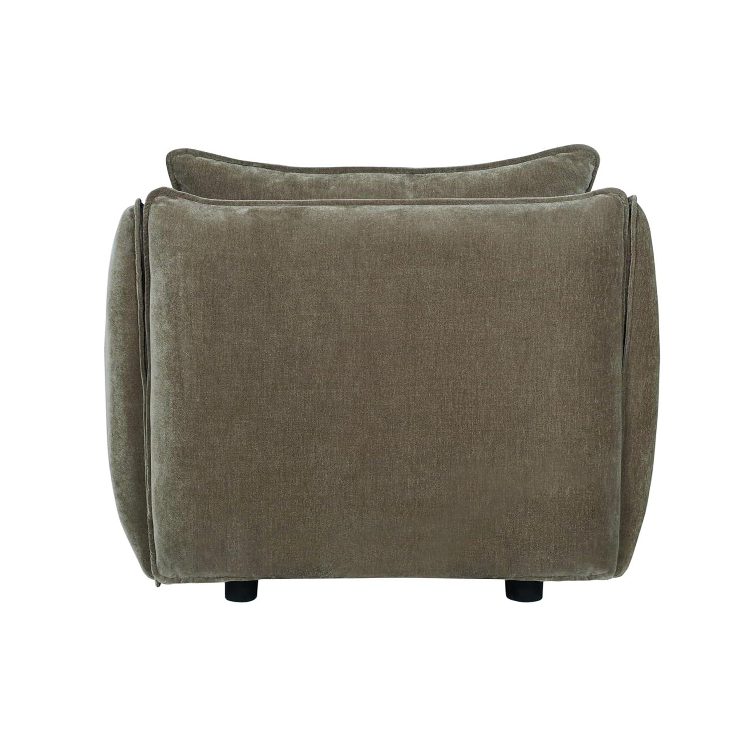 Moss Green Fabric Barrel Accent Chair with Removable Pillow