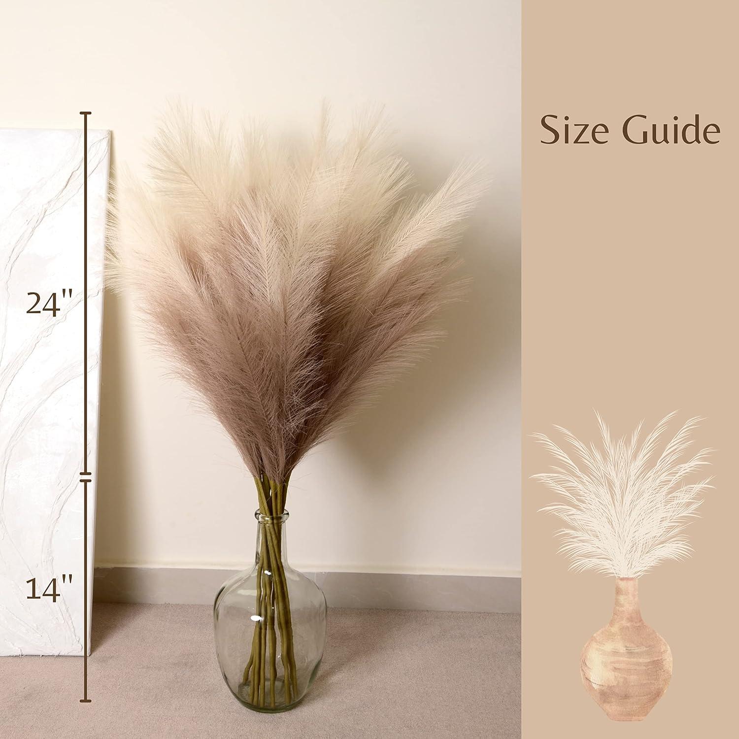 Large Natural Beige Faux Pampas Grass for Floor Vase, 38'' Tall
