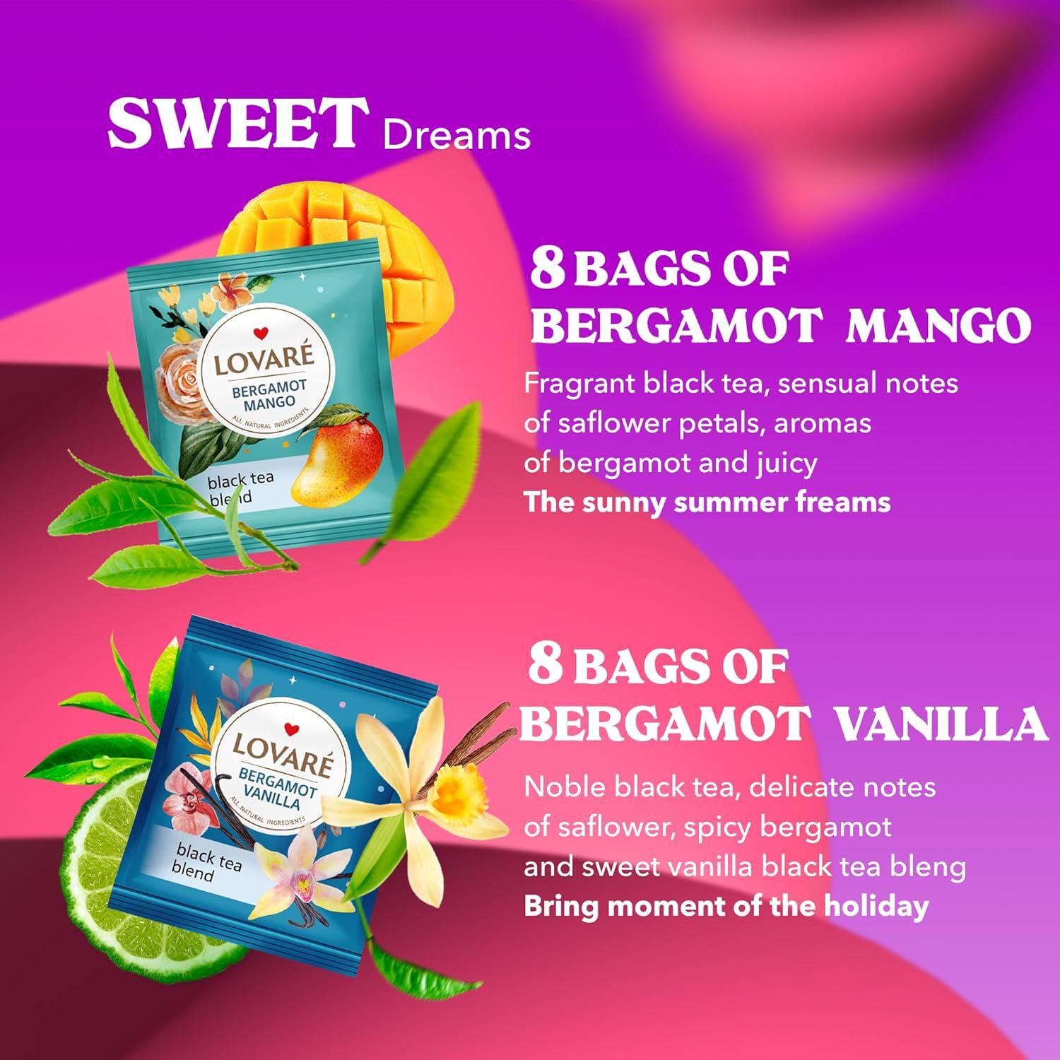 Lovare Bergamot Assorted Black Tea Gift Set with Pomegranate