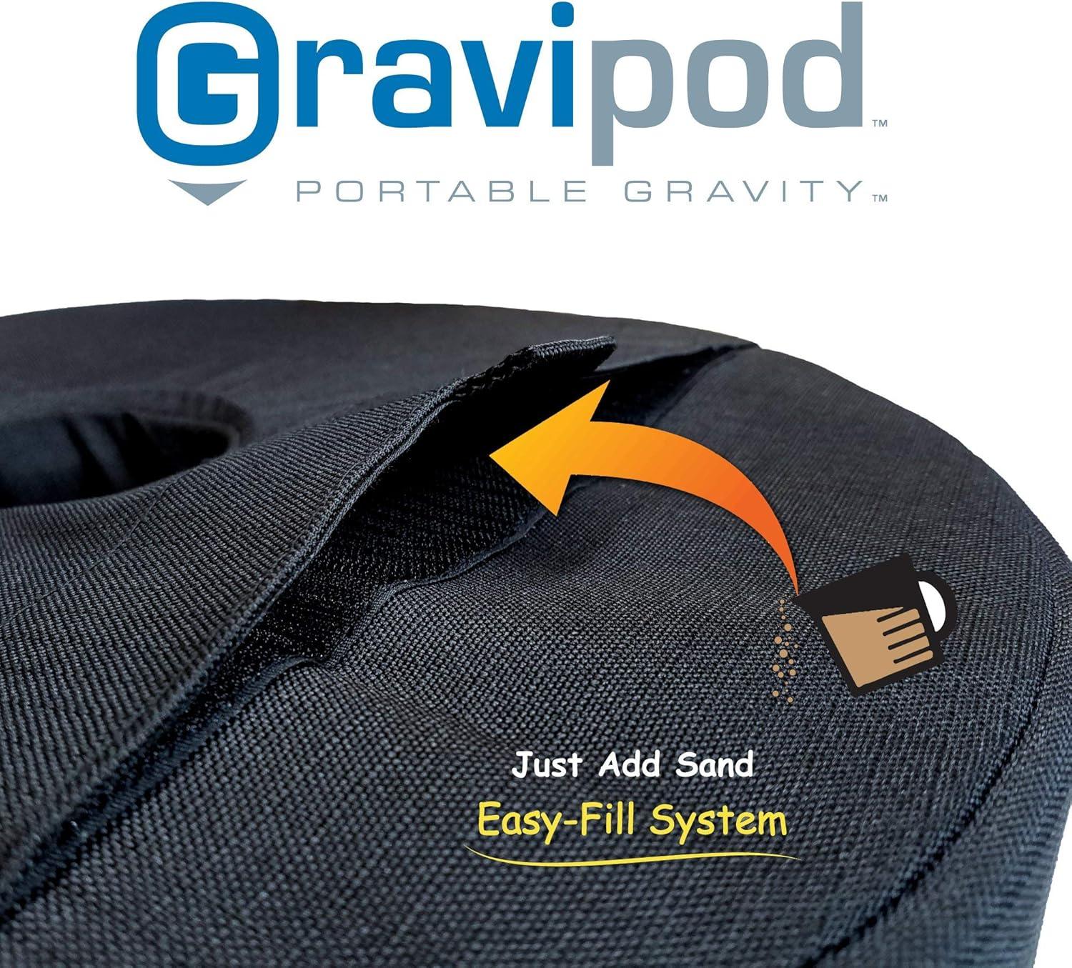 Gravipod Umbrella Base Weight Bag - 18" - Fits most Offset, Cantilever and Patio Umbrella Stands. Quick and Easy Set up