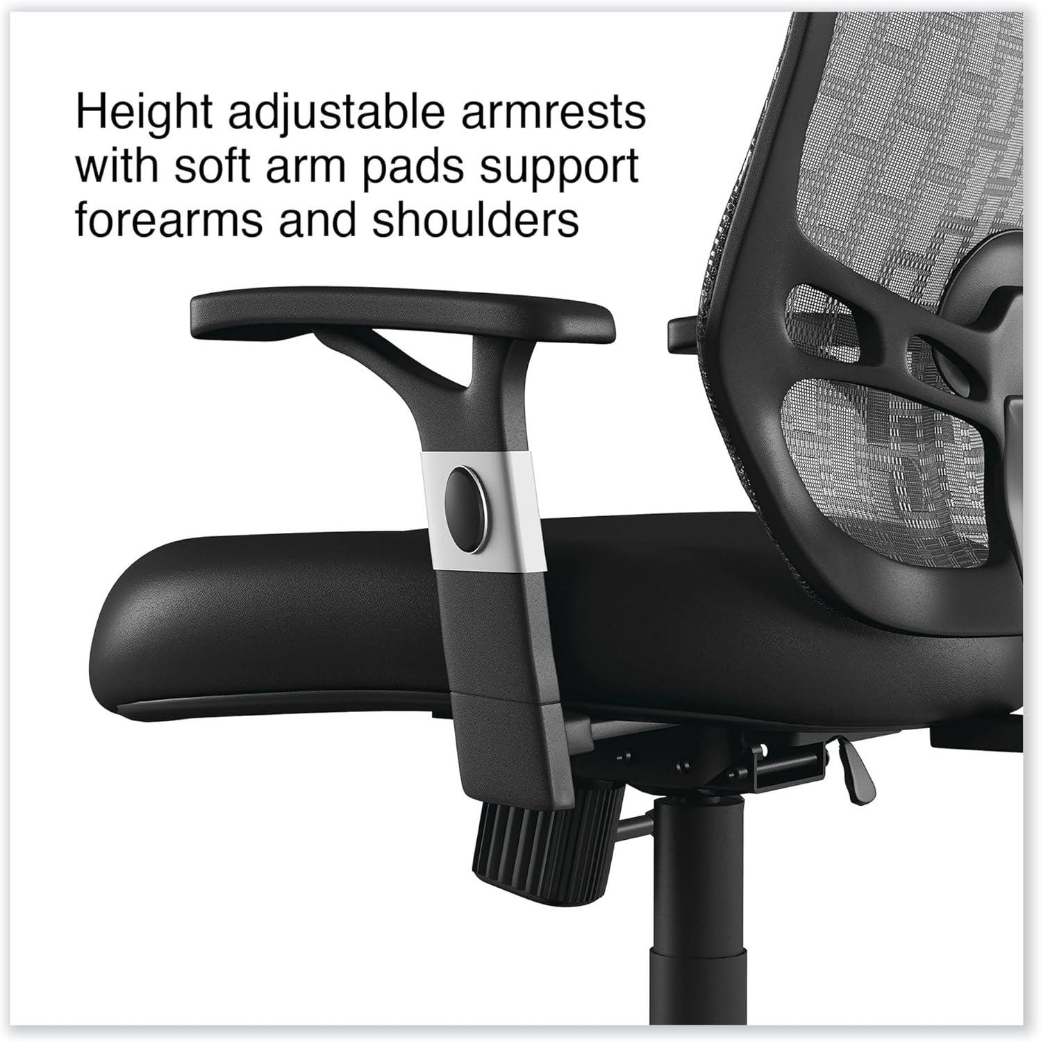 LuxComfort Black Mesh & Faux Leather Adjustable Task Chair