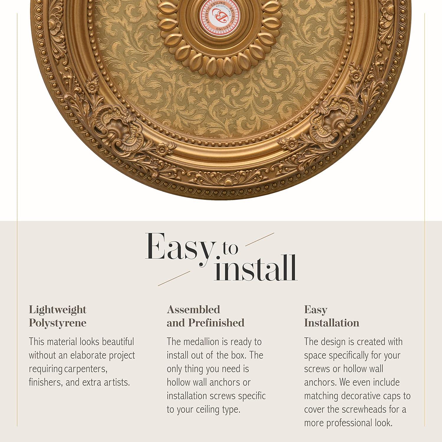 AFD Home 12020503 36 in. Round Chandelier Ceiling Medallion - Gold