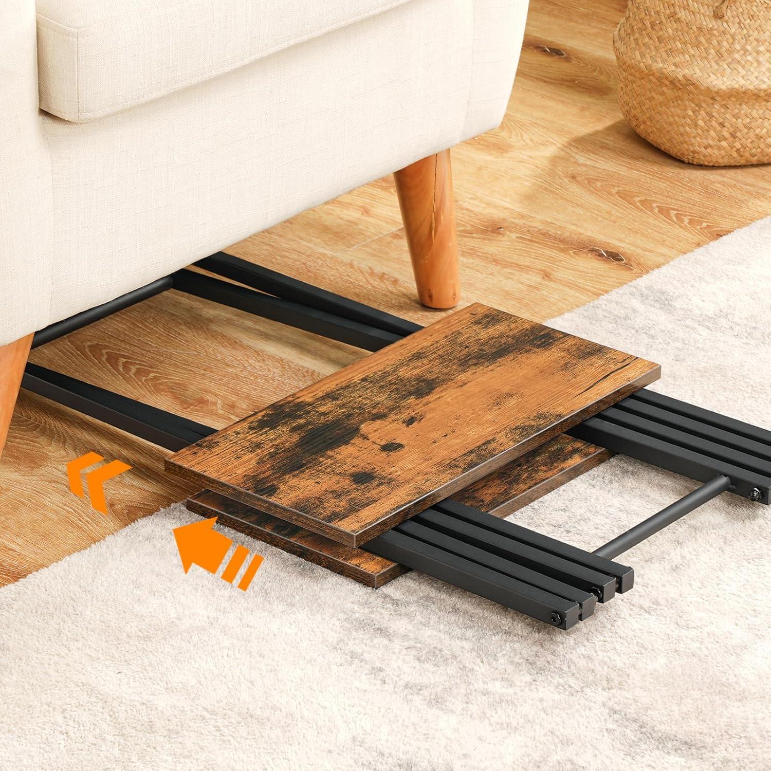 HOOBRO Folding TV Tray Table, TV Tray, Snack Table for Small Space, Dining Tray for Eating at Couch and Bed, Easy Assembly, Space Saving, Stable and Durable, Rustic Brown and Black BF20BZ01