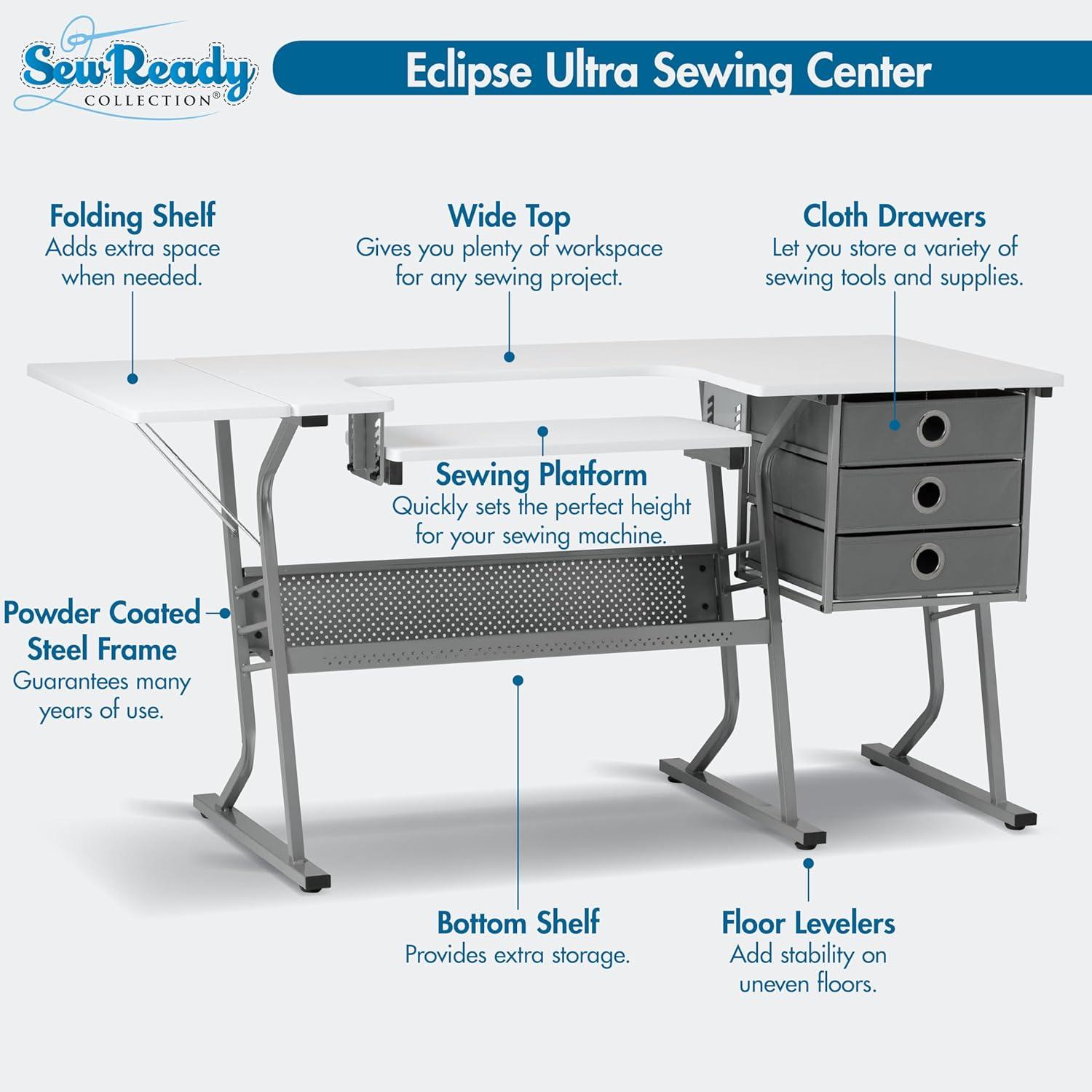 Sew Ready 60.25'' x 23.75'' Sewing Table with Sewing Machine Platform