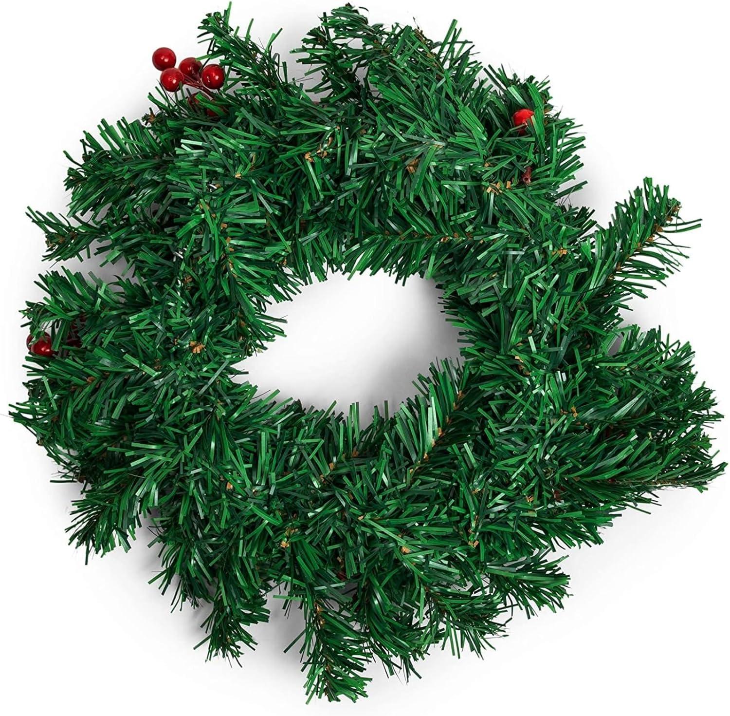 Okuna Outpost 12" Christmas Wreath - Artificial Pine Front Door Ornament Decoration
