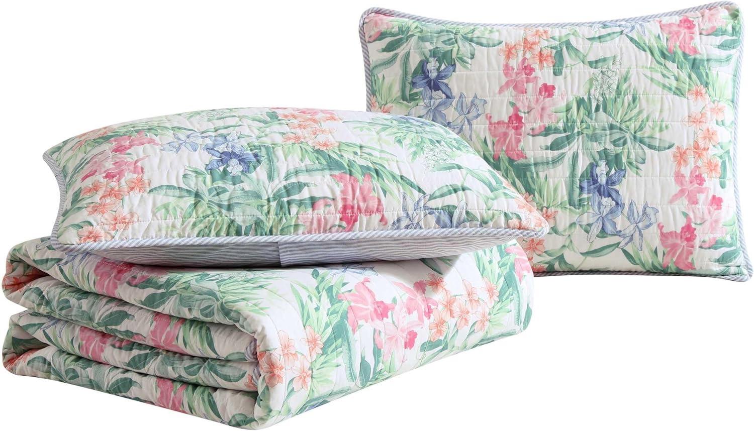 Tommy Bahama Home Tommy Bahama Island Orchid Cotton Reversible Pink Quilt Set
