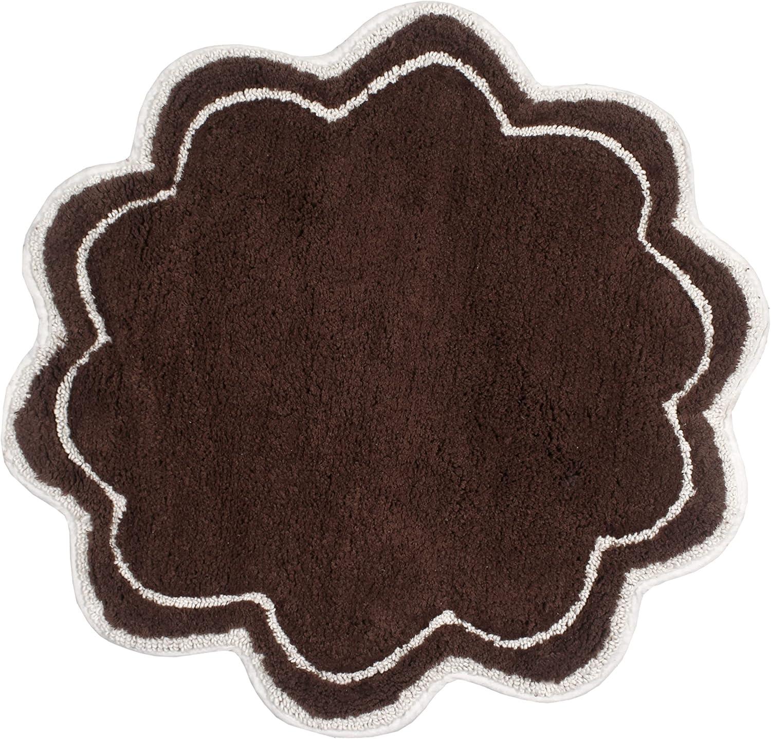 Home Weavers Allure Collection 100% Cotton Tufted Round Shape Bathroom Rug, Soft and Absorbent Bath Rugs, Non-Slip Bath Carpet, Machine Wash Dry Bath Mats for Bathroom Floor, 30" Round, Brown