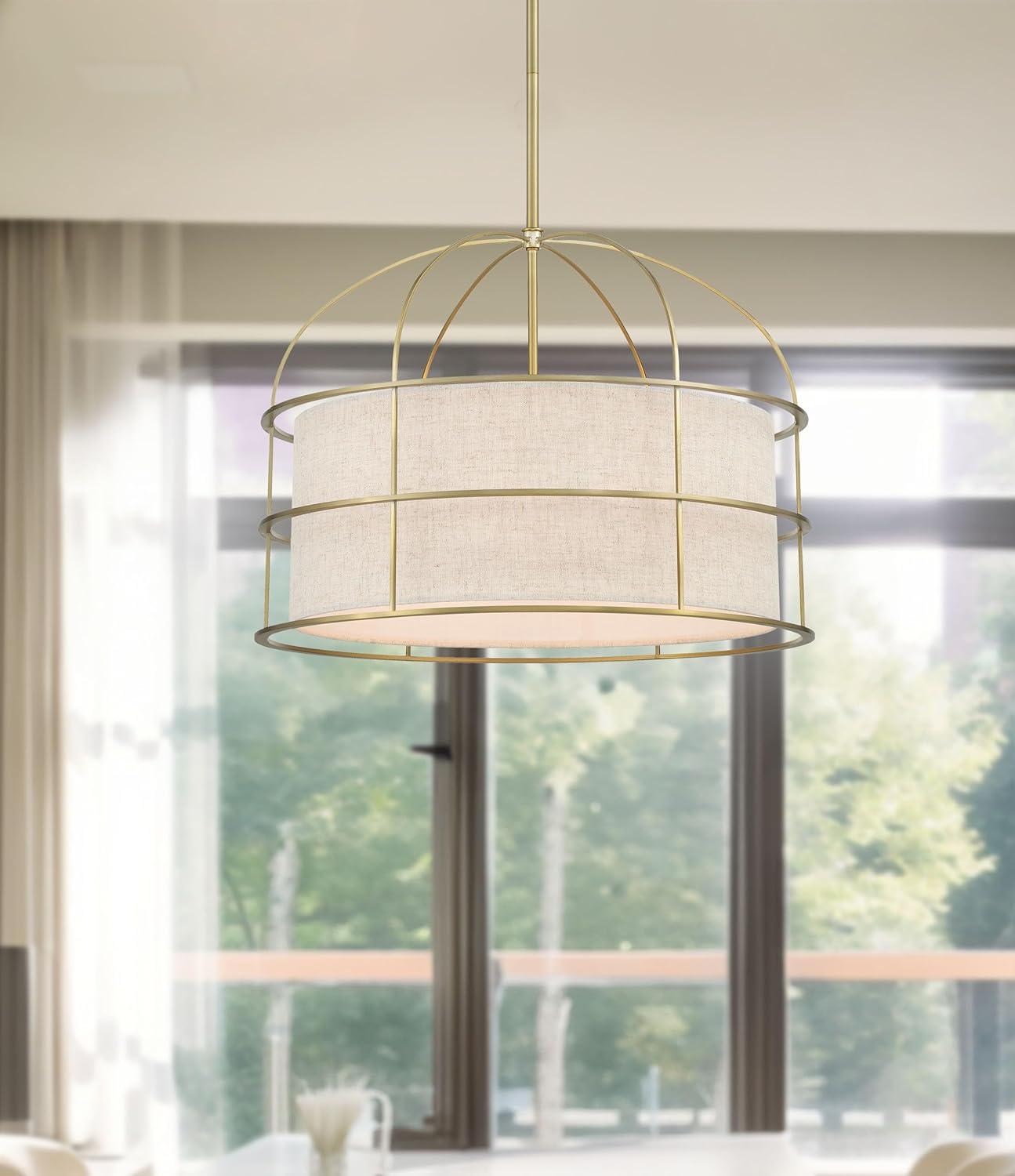 2155-695-Minka Lavery-Gateway Park - 5 Light Convertible Pendant-15 Inches Tall and 20 Inches Wide-Soft Brass Finish