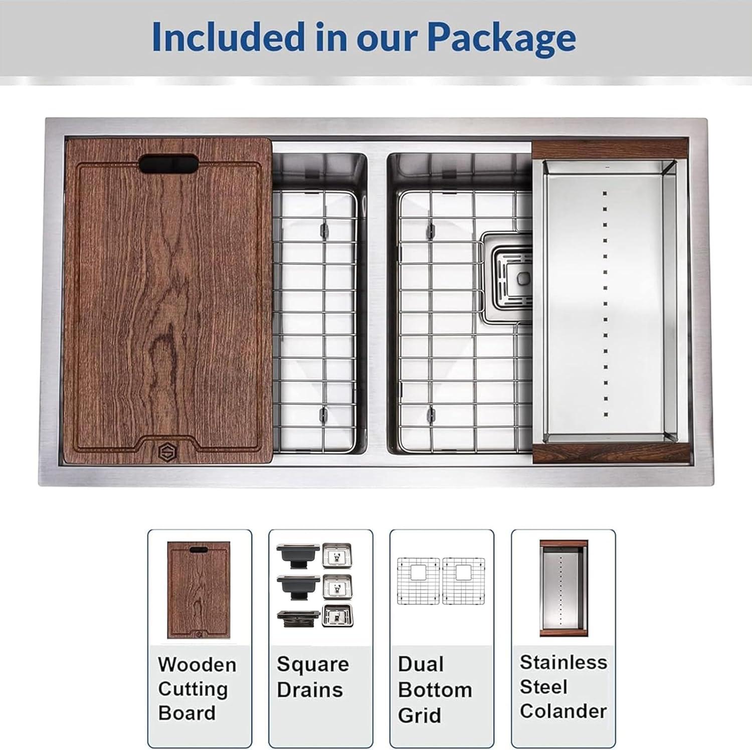 Strictly Sinks 32” Copper Undermount Workstation 16 Gauge Double Bowl Kitchen Sink Stain Resistant