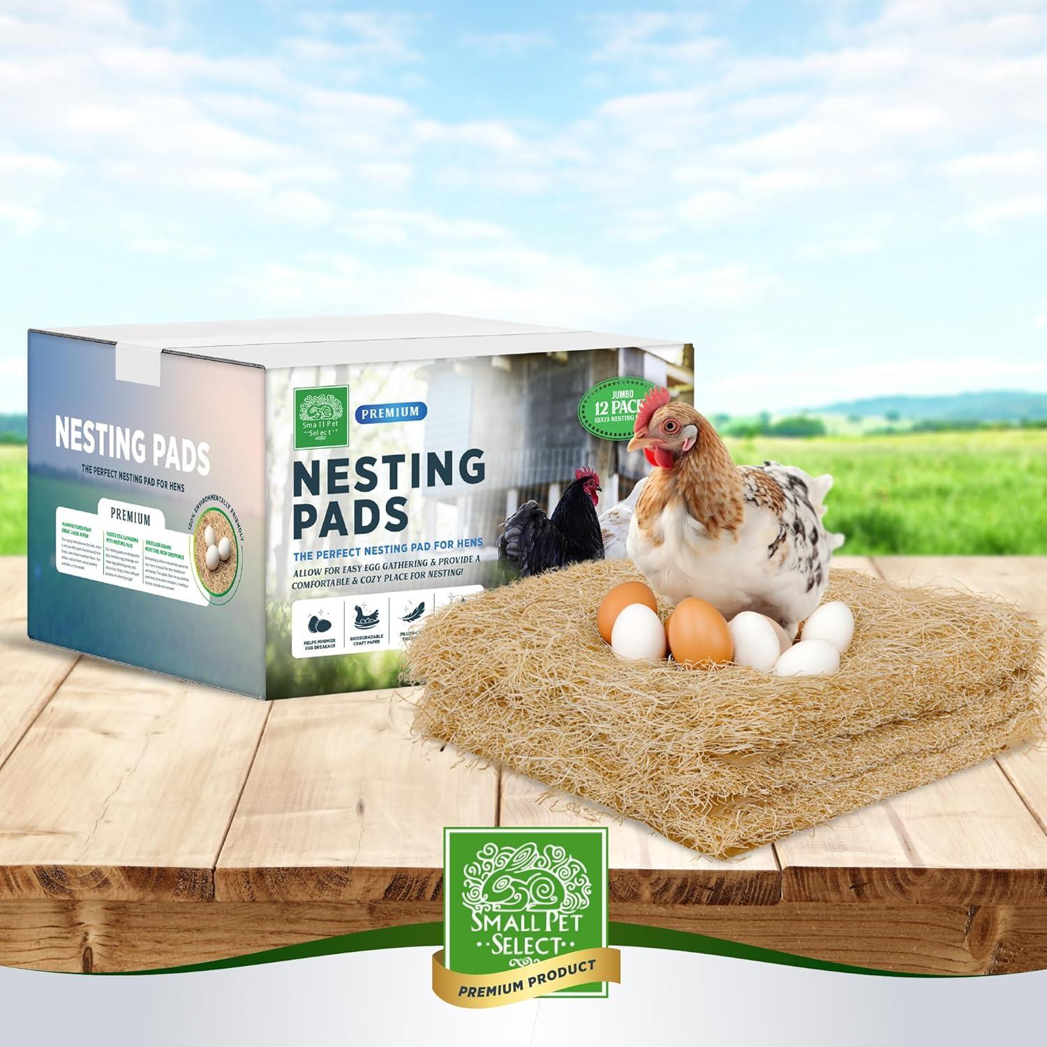 Small Pet Select - Chicken Nesting Pads (12-Pack), 13x13, for Hens, Fits Most Nesting Boxes, Chicken Coop Nest Liners