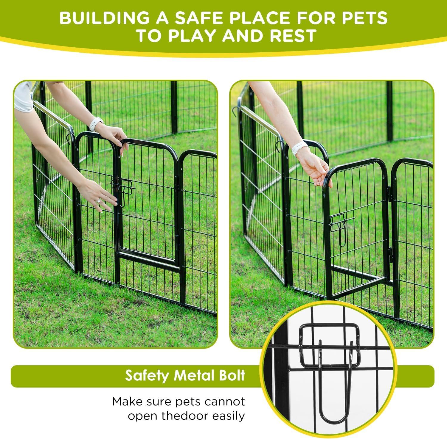 FDW Dog Playpen Indoor 12 Panels Dog Pen For Small And Medium Dogs, Exercise Pen Pet Dog Fence With Doors Pet Puppy Playpen For RV Camping Yard, Black