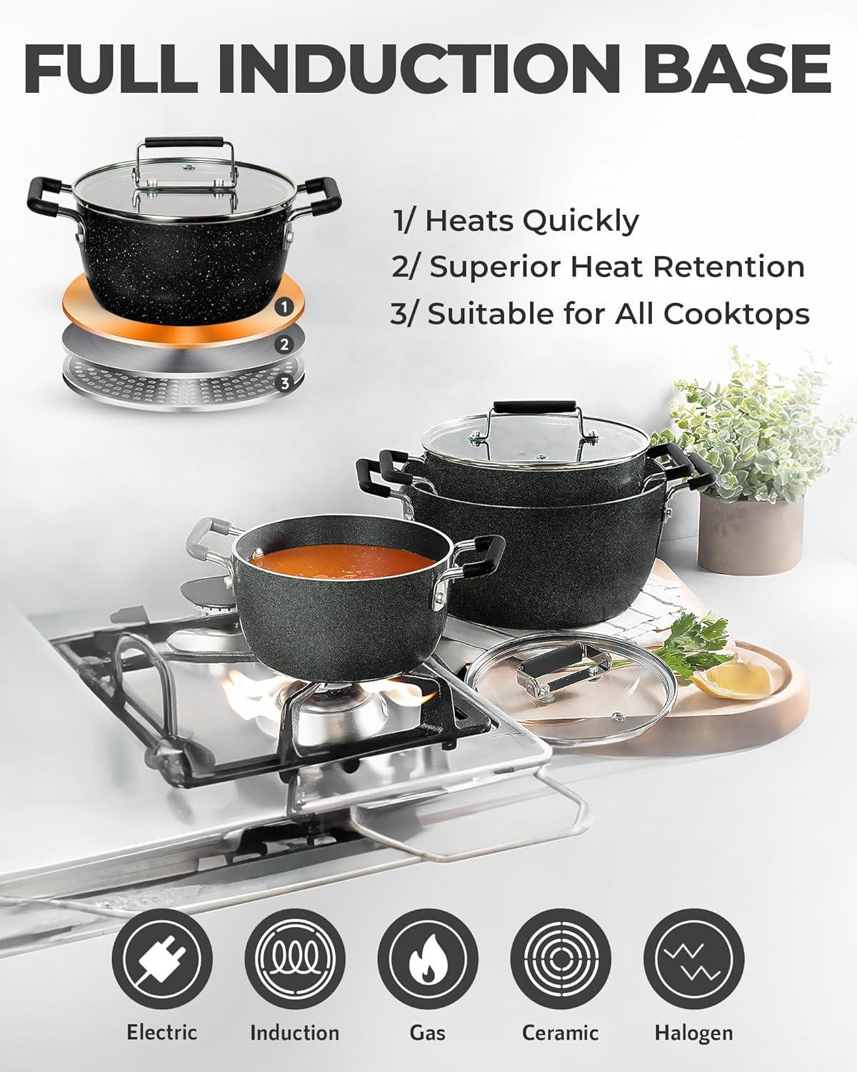 Granitestone Granitestone 6 Piece Stackable Nonstick Nesting Pots with Lids, Dishwasher Safe
