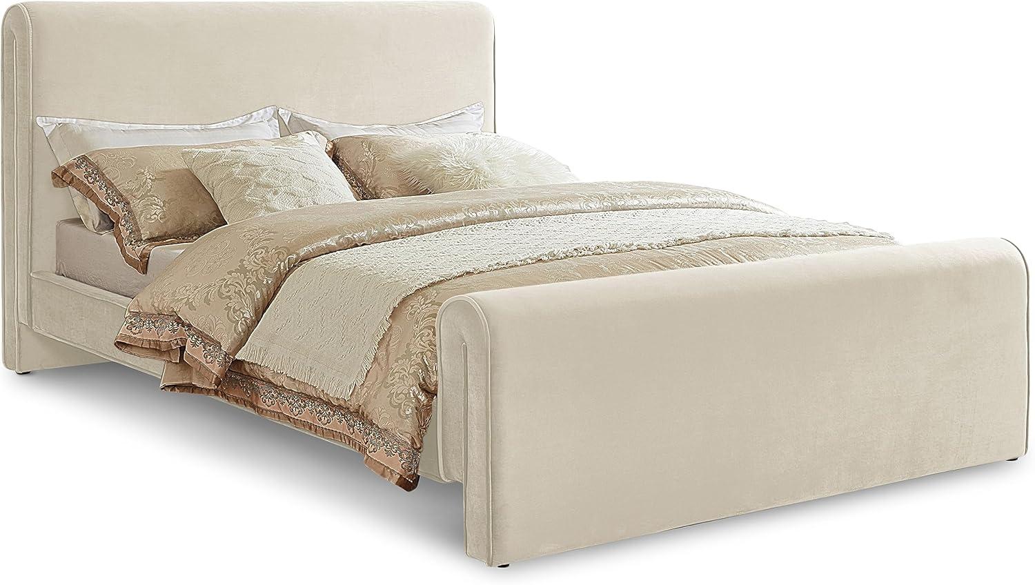 Meridian Furniture Sloan Cream Velvet Queen Bed