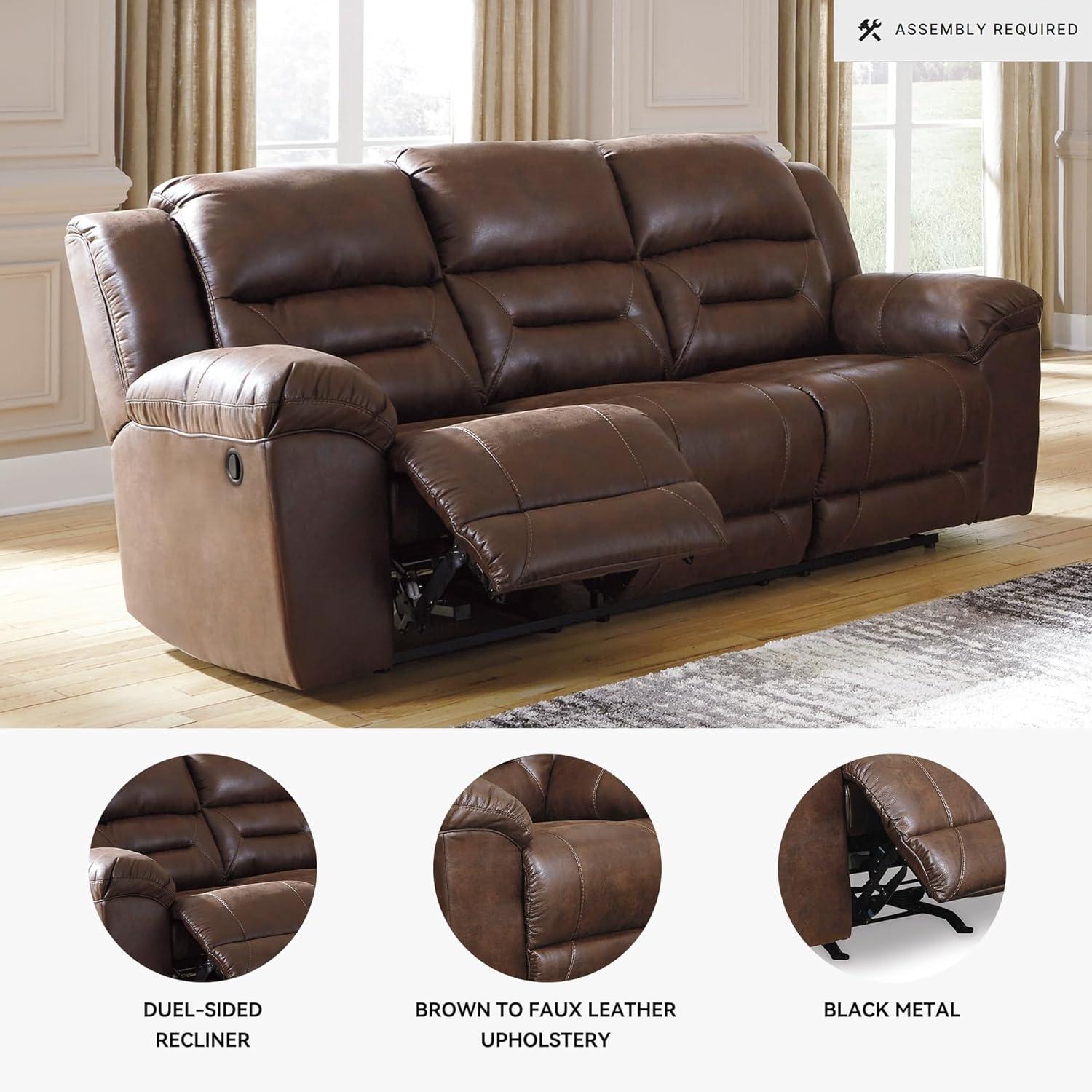 Signature Design by Ashley Stoneland Power Reclining Sofa in Chocolate
