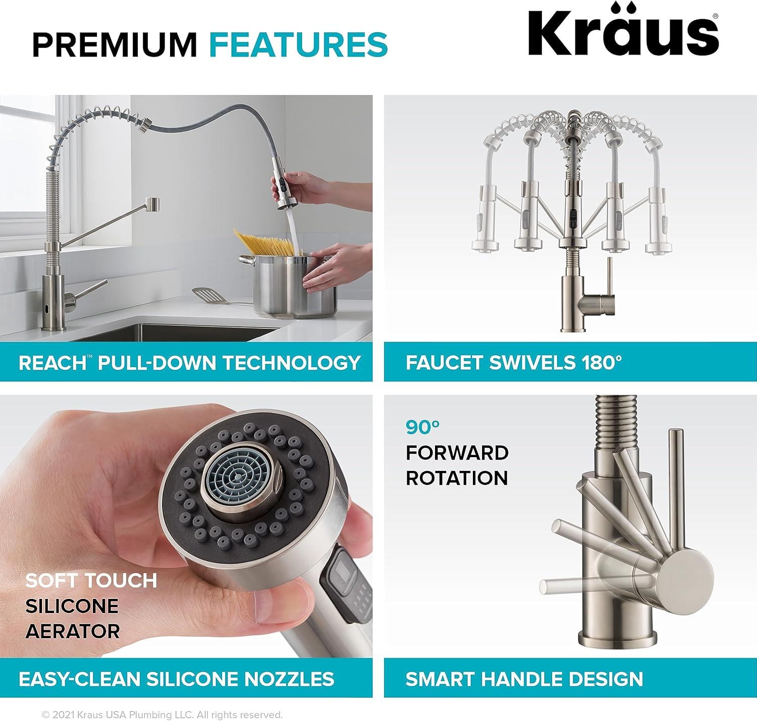 Kraus Bolden Touchless Sensor Commercial Style 2-Function Single Handle Pull-Down Kitchen Faucet