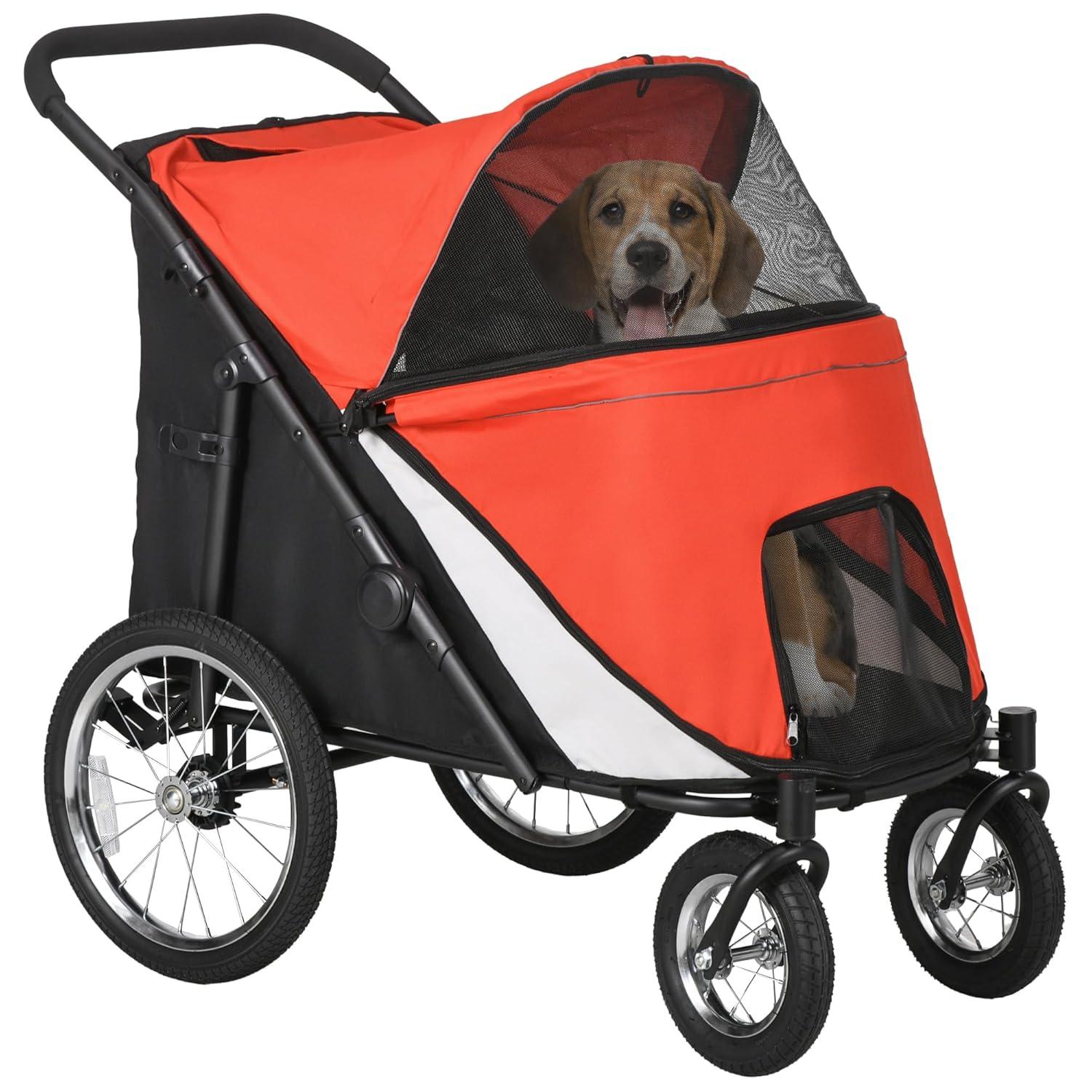 Pet Stroller for Medium and Large Dogs and Cats,Easy Fold Dog Stroller with Storage Bags,for Outdoor