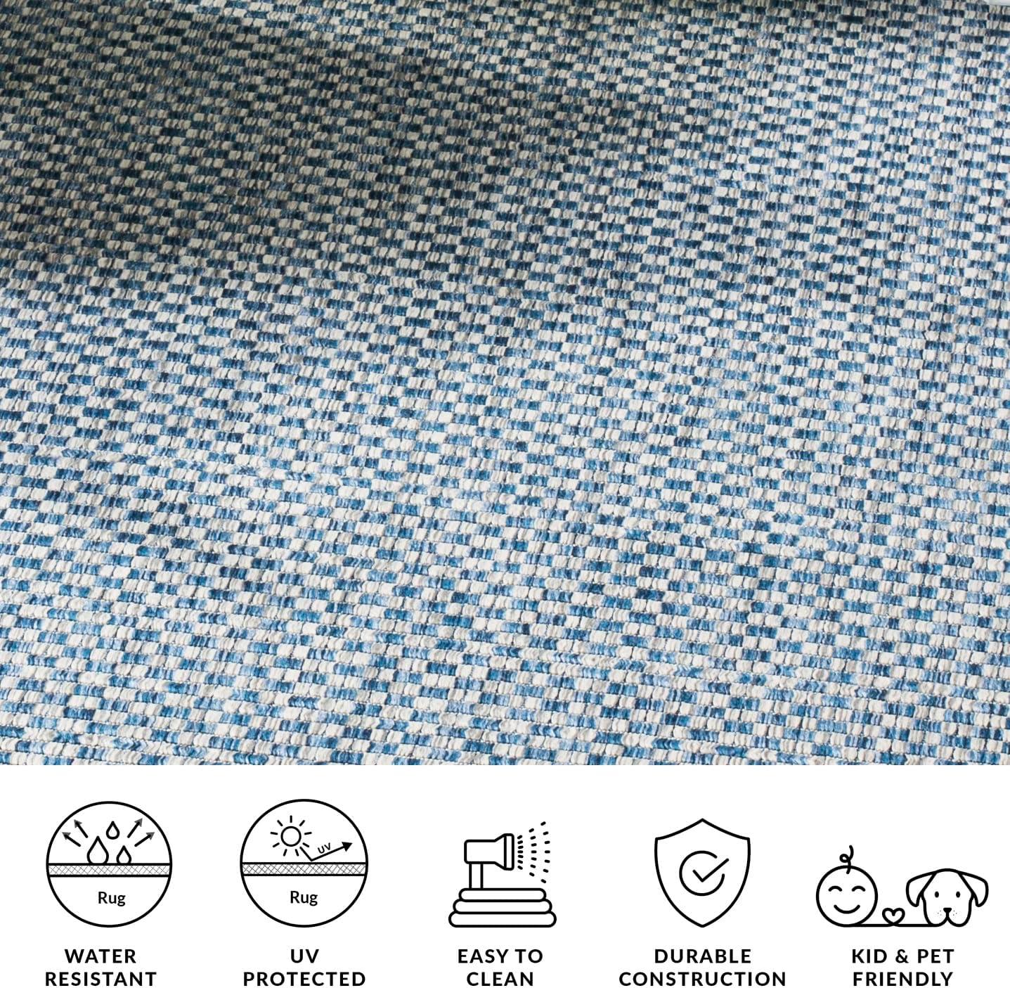 Courtyard CY8653 Power Loomed Indoor and Outdoor Area Rug - Blue/Light Grey - 5'3"x7'7" - Safavieh