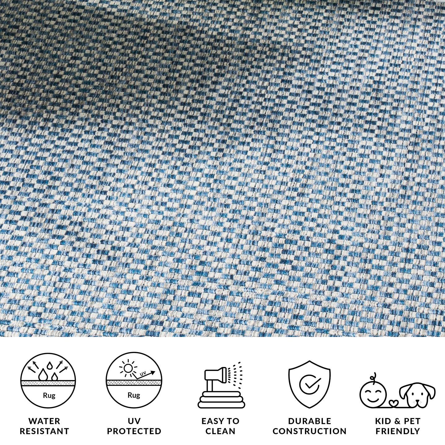 Courtyard CY8653 Power Loomed Indoor and Outdoor Area Rug - Blue/Light Grey - 5'3"x7'7" - Safavieh