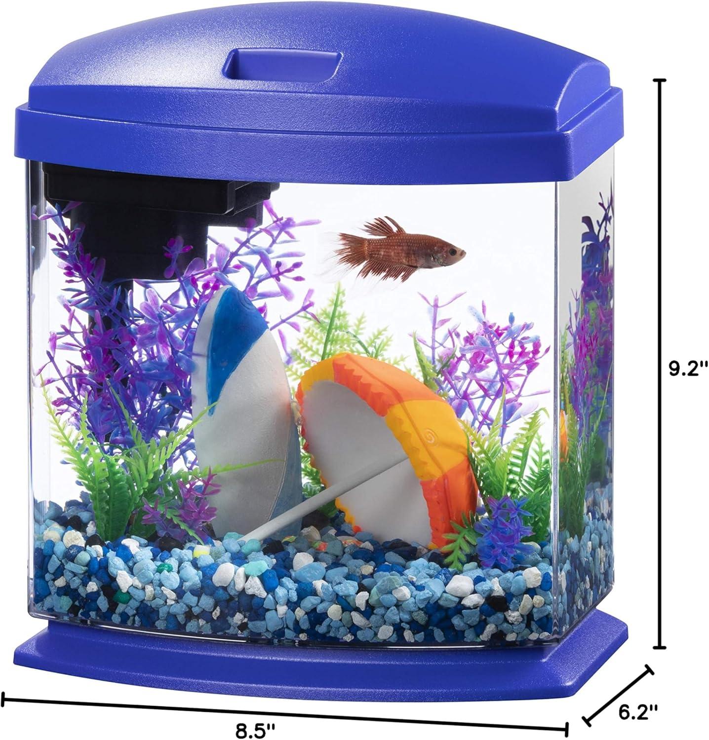 TiaGOC LED MiniBow Small Aquarium Fish Kit with SmartClean Technology, Blue, 1 Gallon