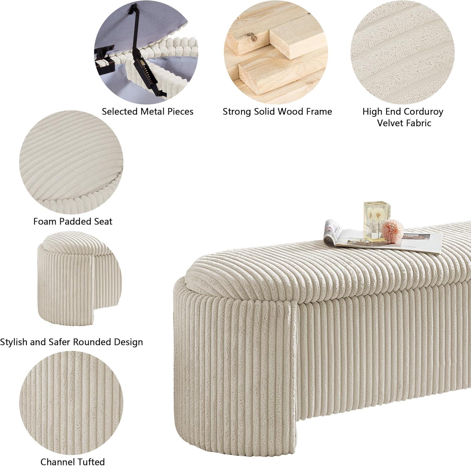 Latitude Run® Nikoma Corduroy Upholstered Storage Bench