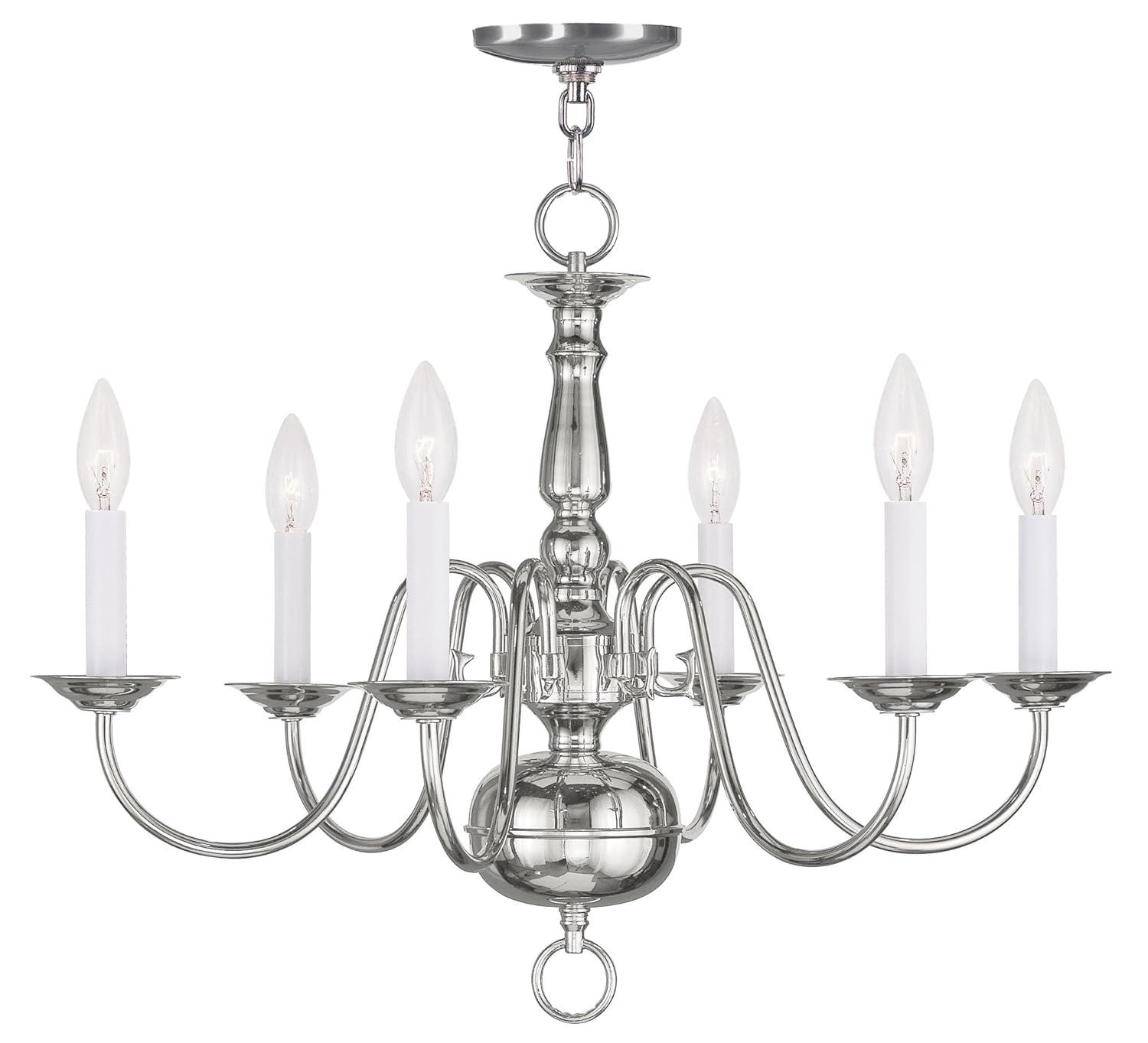 Livex Lighting Williamsburgh 6 - Light Chandelier in  Polished Nickel