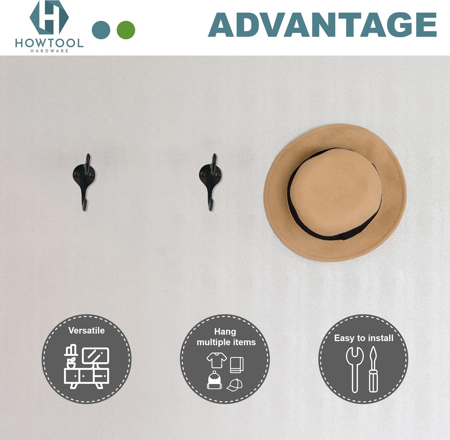 Coat Hooks for Wall Hanging Heavy Duty Wall Mounted Oil Rubbed Bronze Black, 5 Pack