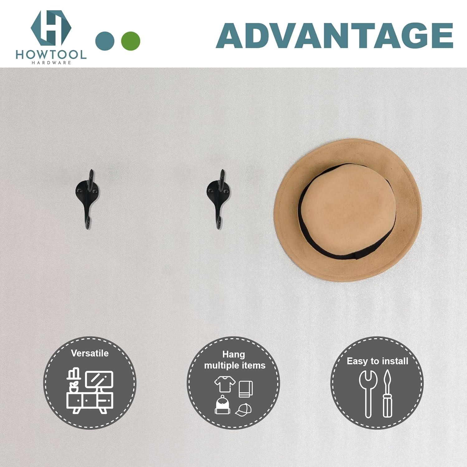 Coat Hooks for Wall Hanging Heavy Duty Wall Mounted Oil Rubbed Bronze Black, 5 Pack