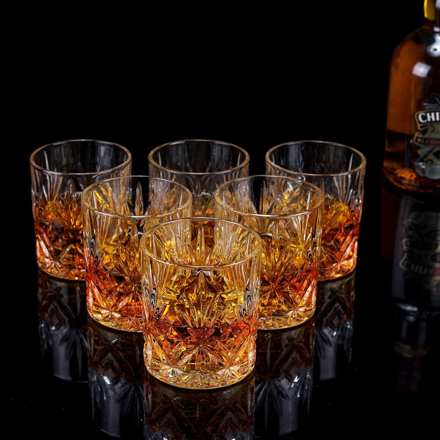 KANARS Whiskey Glasses Set of 4, 10 oz Rocks Glassware for Scotch Bourbon Liquor, Whisky Tumbler