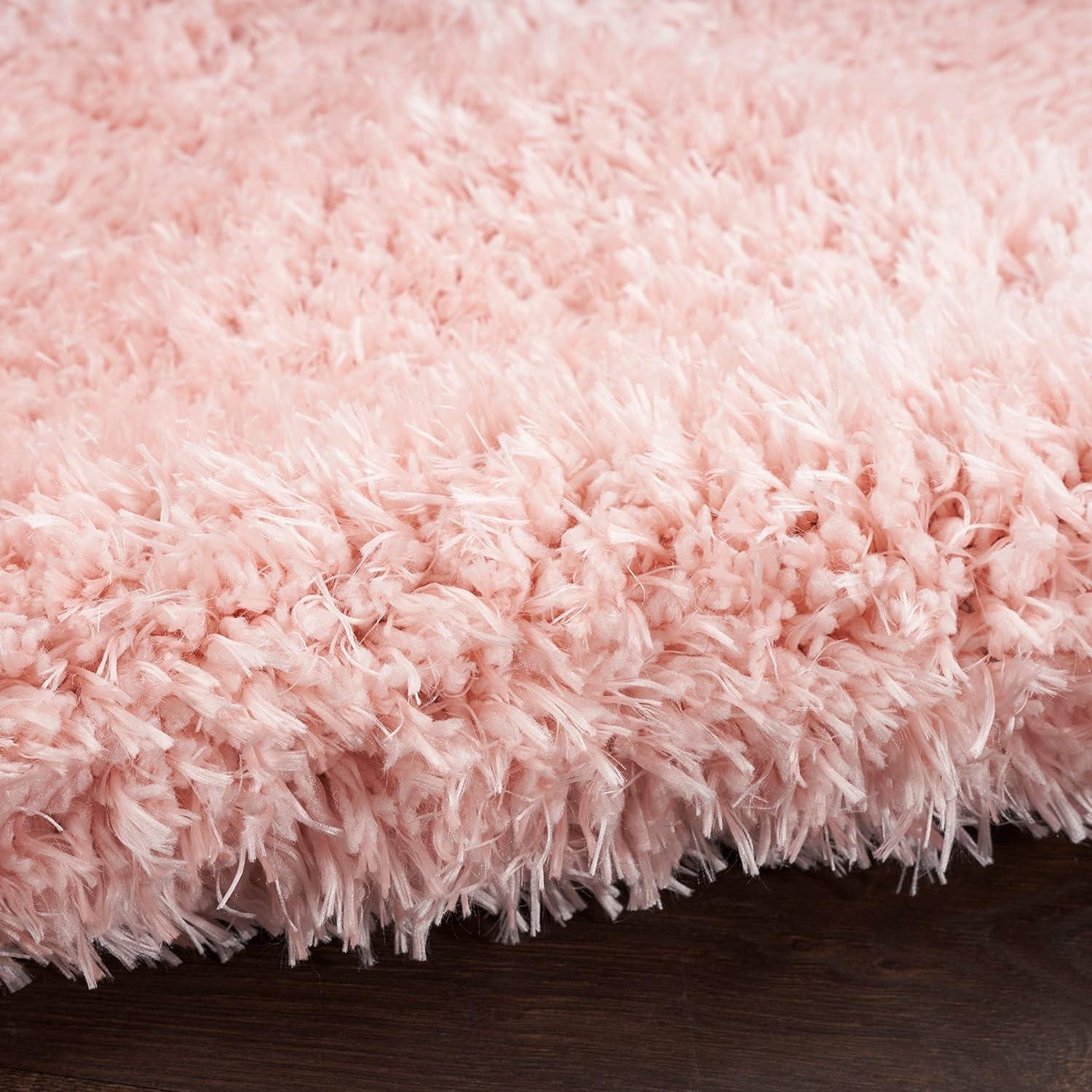 Blush Rectangular Synthetic Shag Area Rug 5'3" x 7'3"