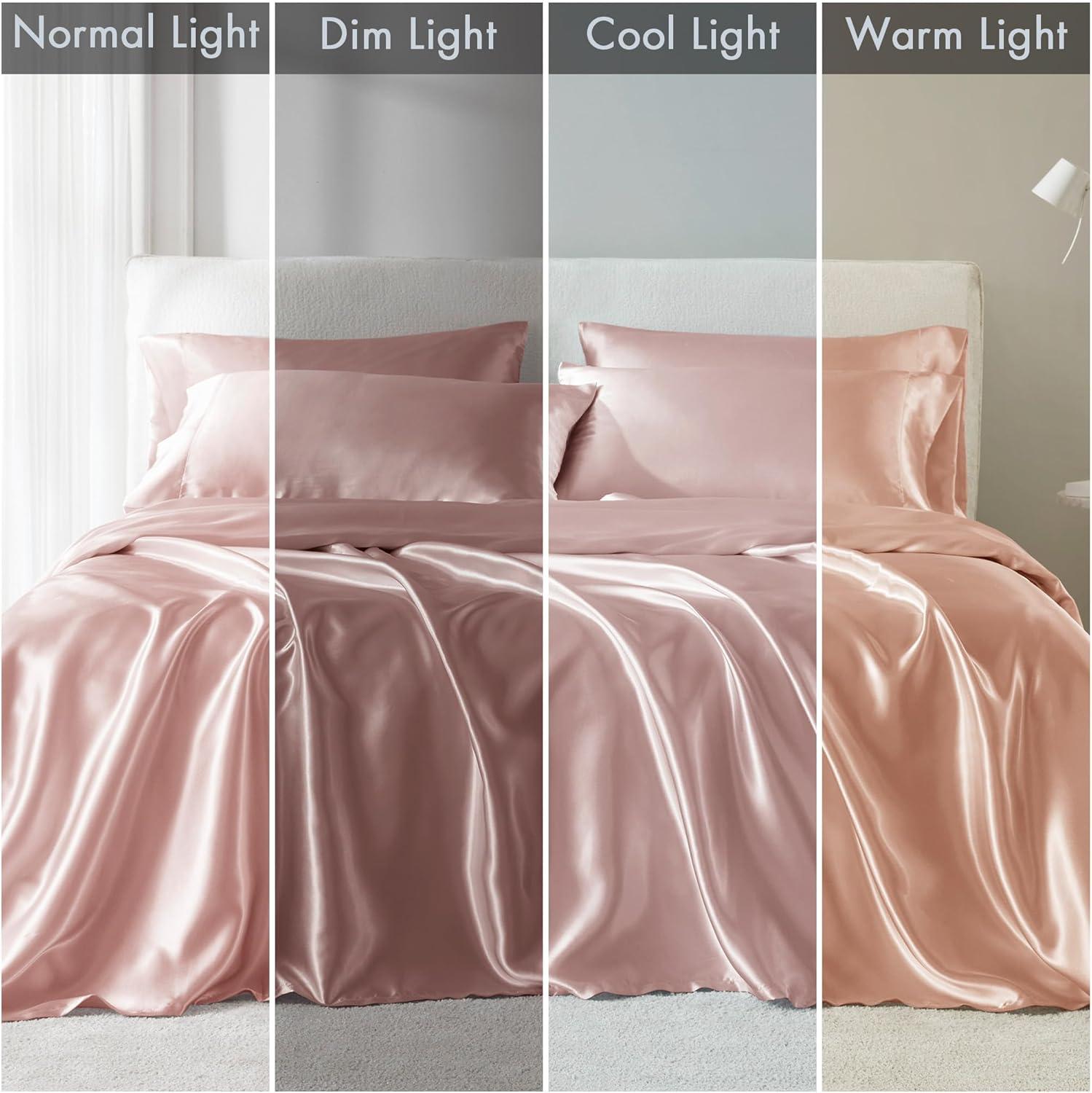 California King Satin Luxury 6pc Sheet Set Blush