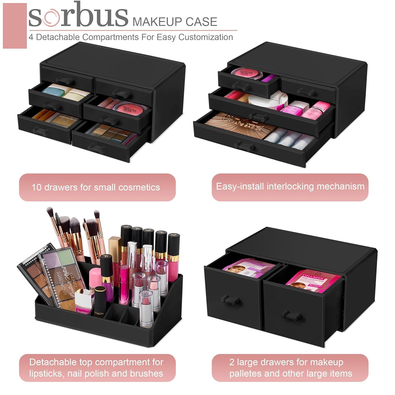 Sorbus Makeup Organizer with Lipstick, Brush Holders, Large 12 Drawers