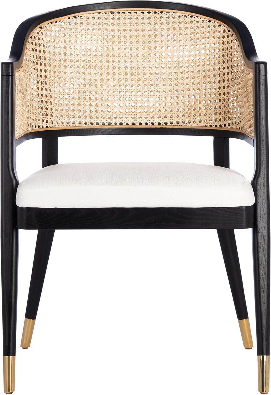 Black and Natural Rattan Cane Side Chair