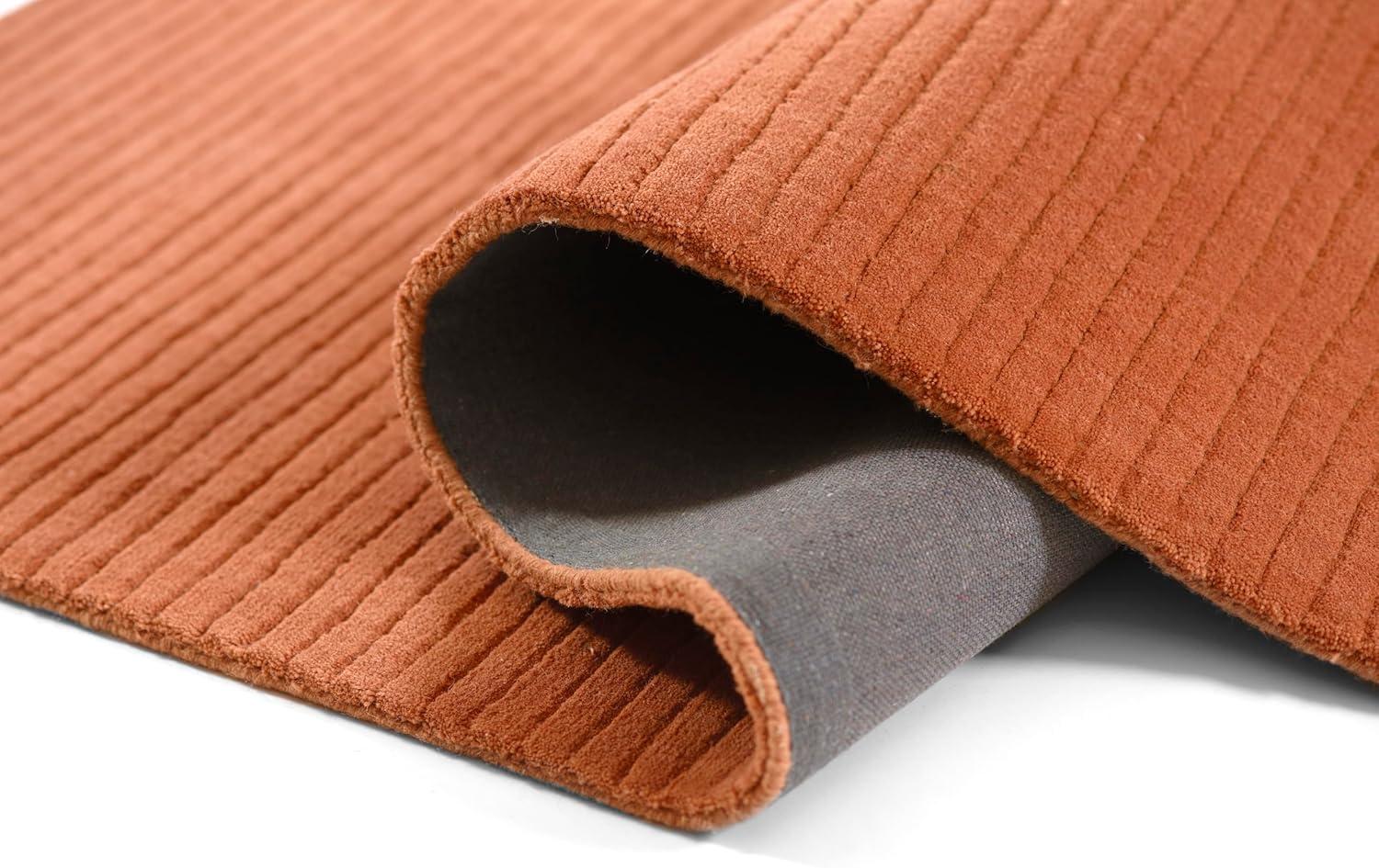 Momeni 5'x8' Asher Solid Handloomed Area Rug Rust: Wool, Medium Pile, Handmade, Indoor Use, Cotton Backing