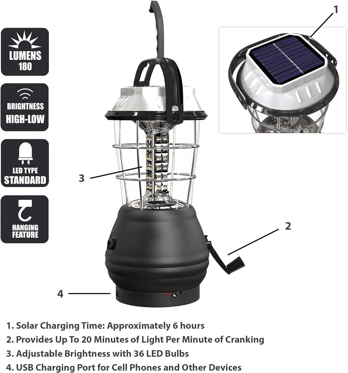 Whetstone Rechargeable Lantern or Battery-Operated LED Light for Camping - Solar Powered Lantern