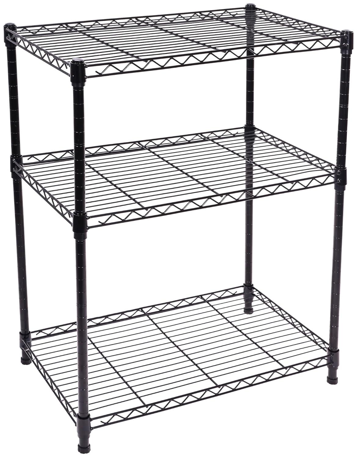 Black Steel 3-Shelf Adjustable Heavy Duty Storage Unit