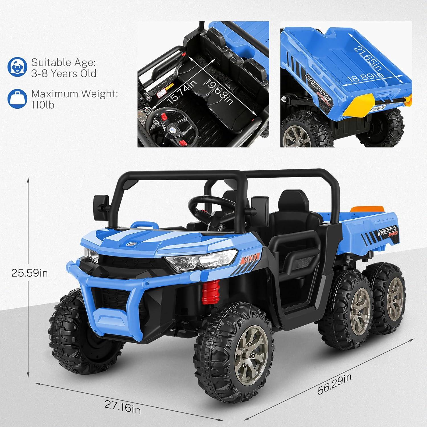 Funcid 24 Volt Ride on toys, 2-Seater Ride on Cars with Remote Control, 400W Electric Car for Kids, Ride on UTV w/ Bluetooth, MP4, Seat Belts, Volume Adjustment, Suspension, Blue