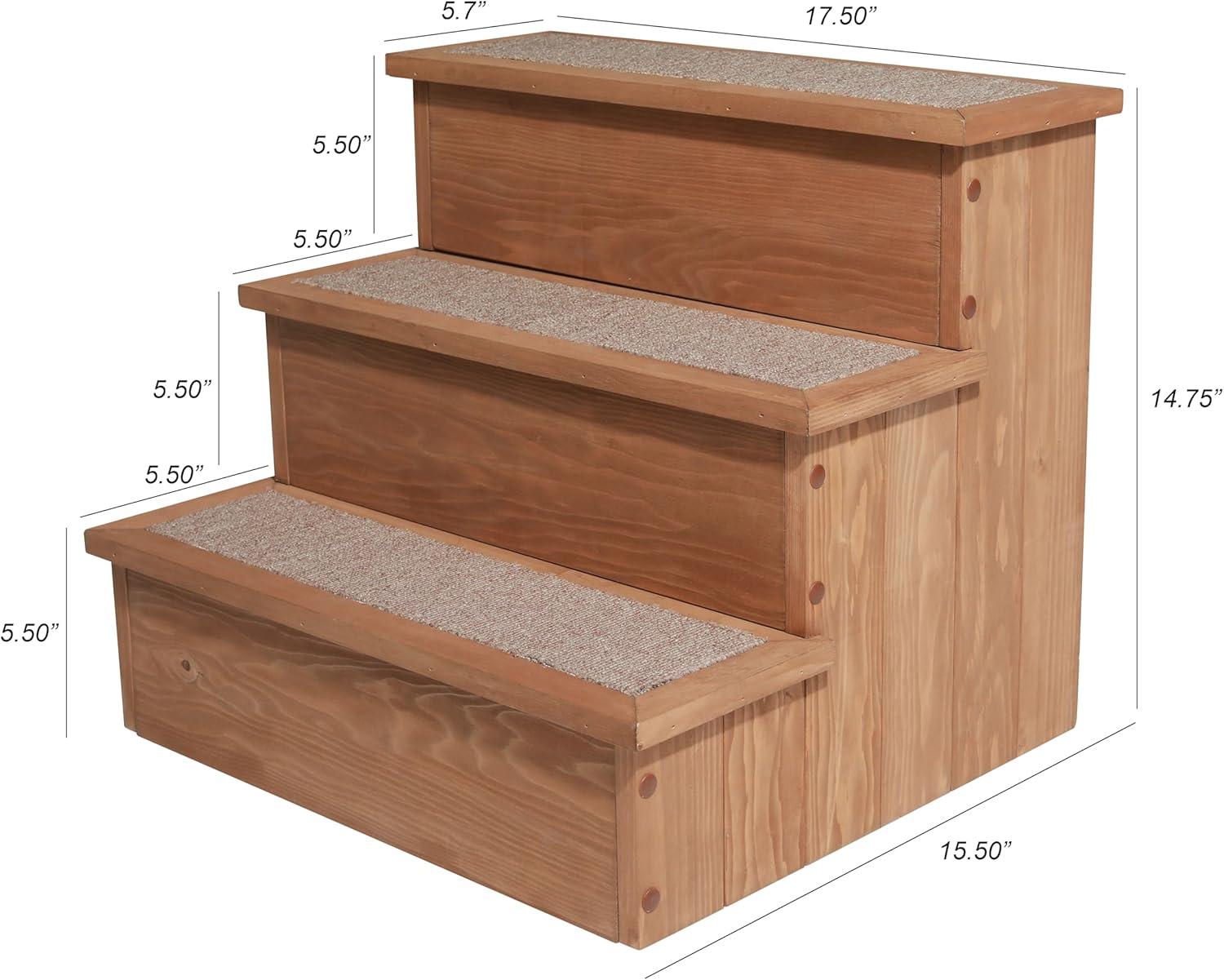 Canadian Hemlock Wooden Pet Stairs with Storage
