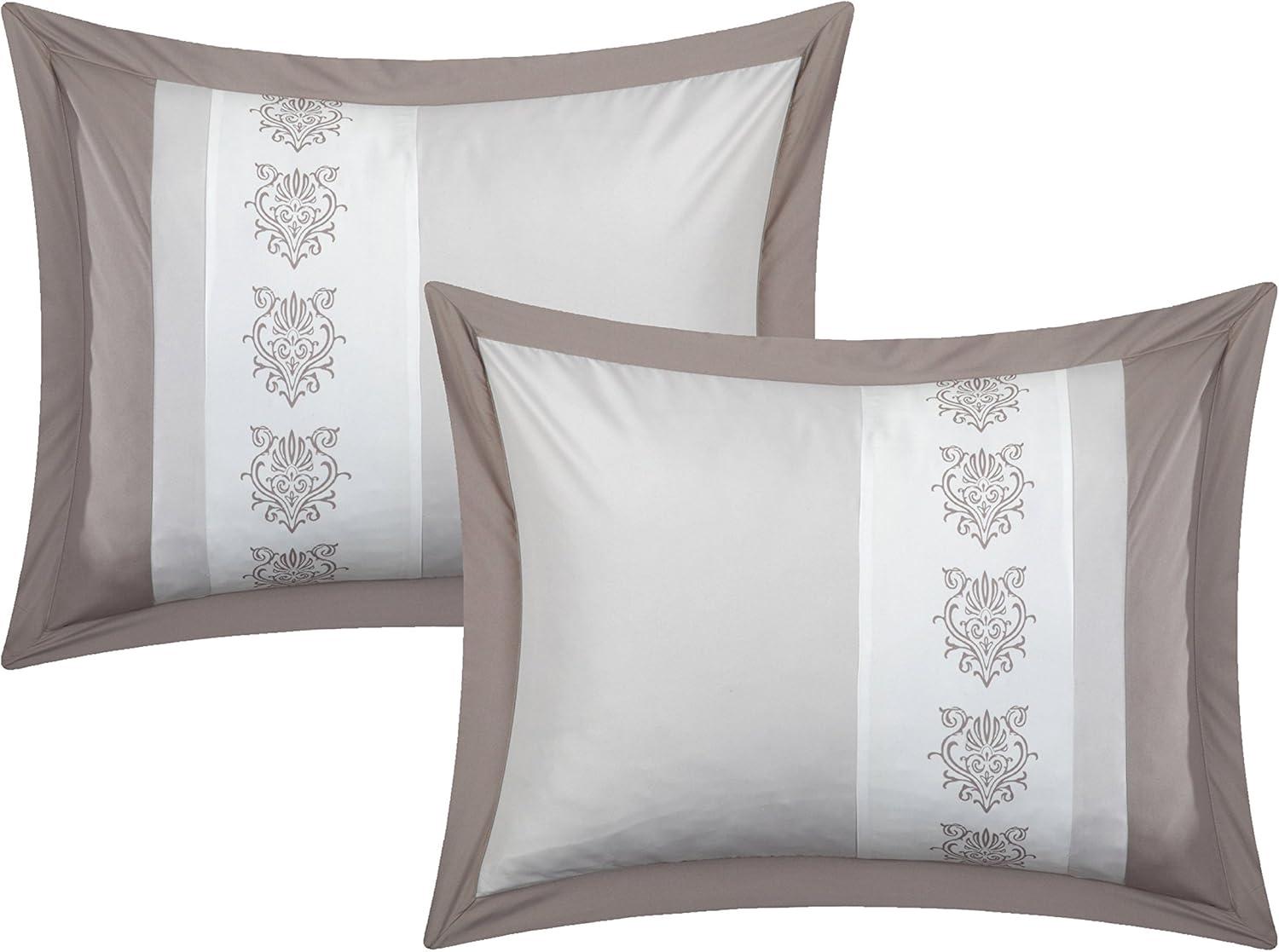 Chic Home 8/10 Piece Adam Pintuck Pieced Color Block Embroidery Bed In a Bag Comforter Set With sheet set