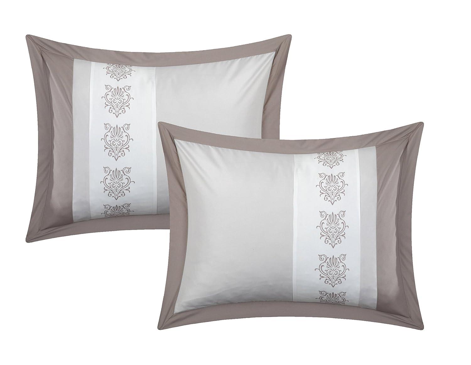 Chic Home 8/10 Piece Adam Pintuck Pieced Color Block Embroidery Bed In a Bag Comforter Set With sheet set
