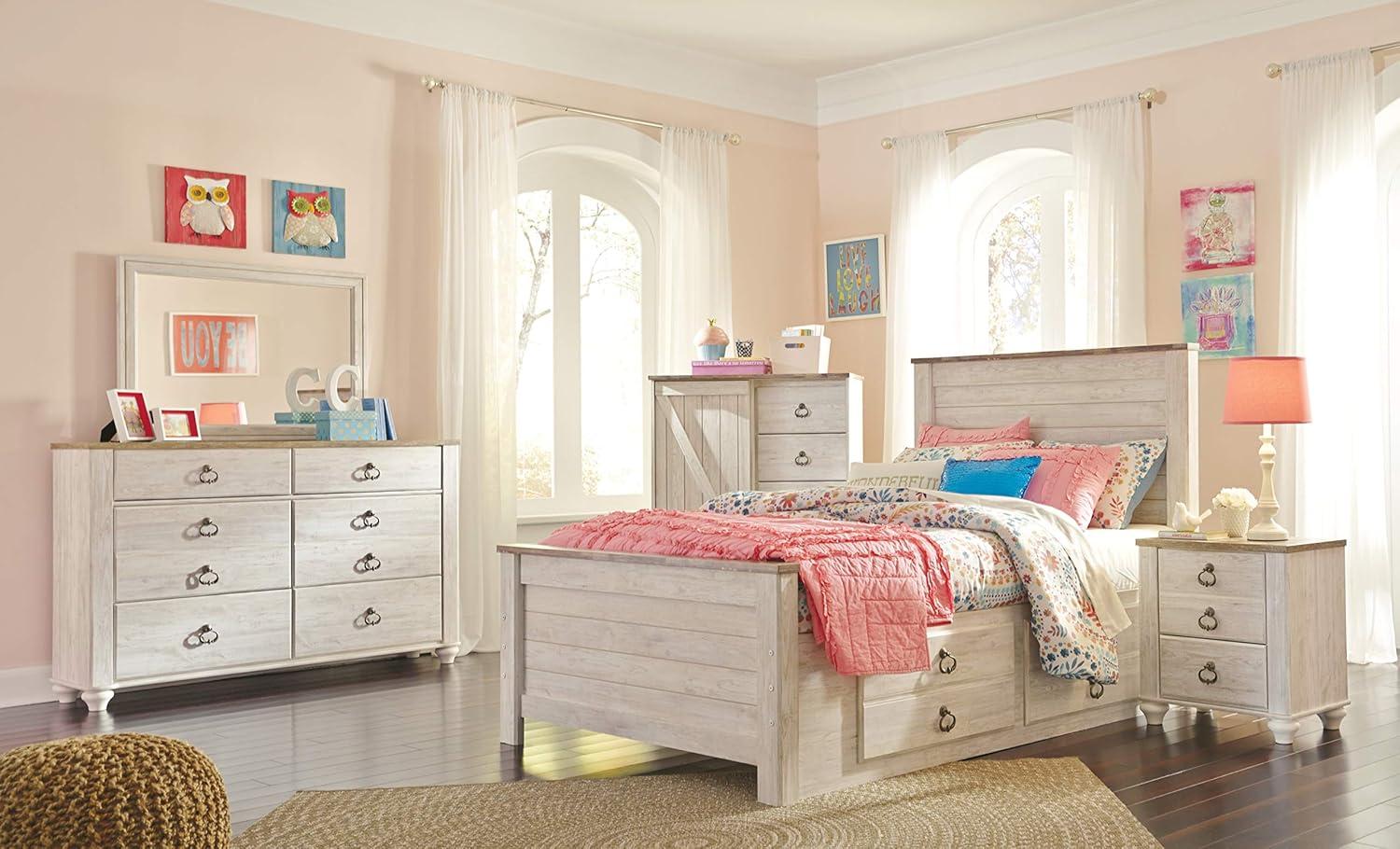 Signature Design by Ashley Casual Willowton Full Panel Headboard  Whitewash