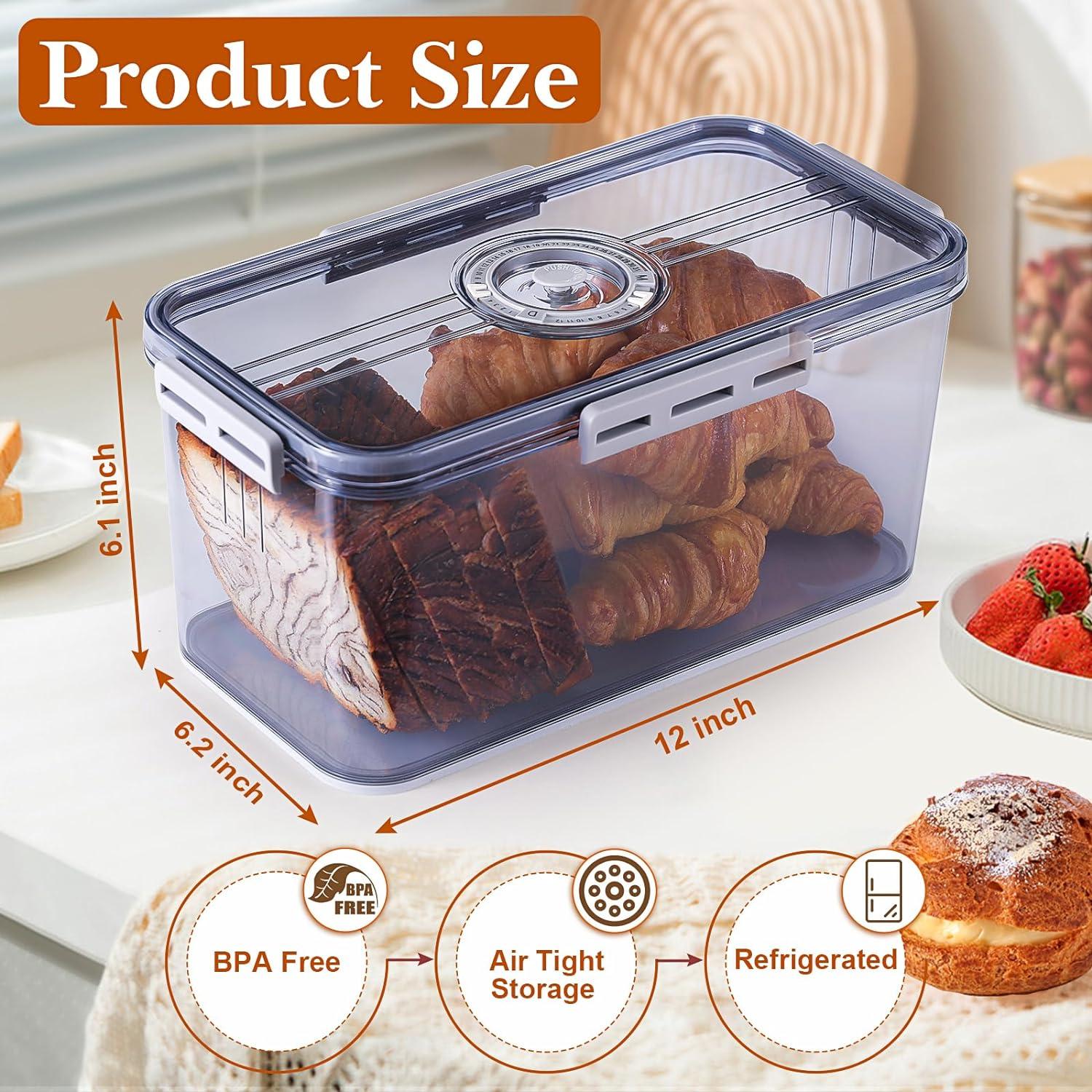 Rebrilliant Bread Box Bread Boxes for Kitchen Counter Airtight, Time Recording Bread Storage