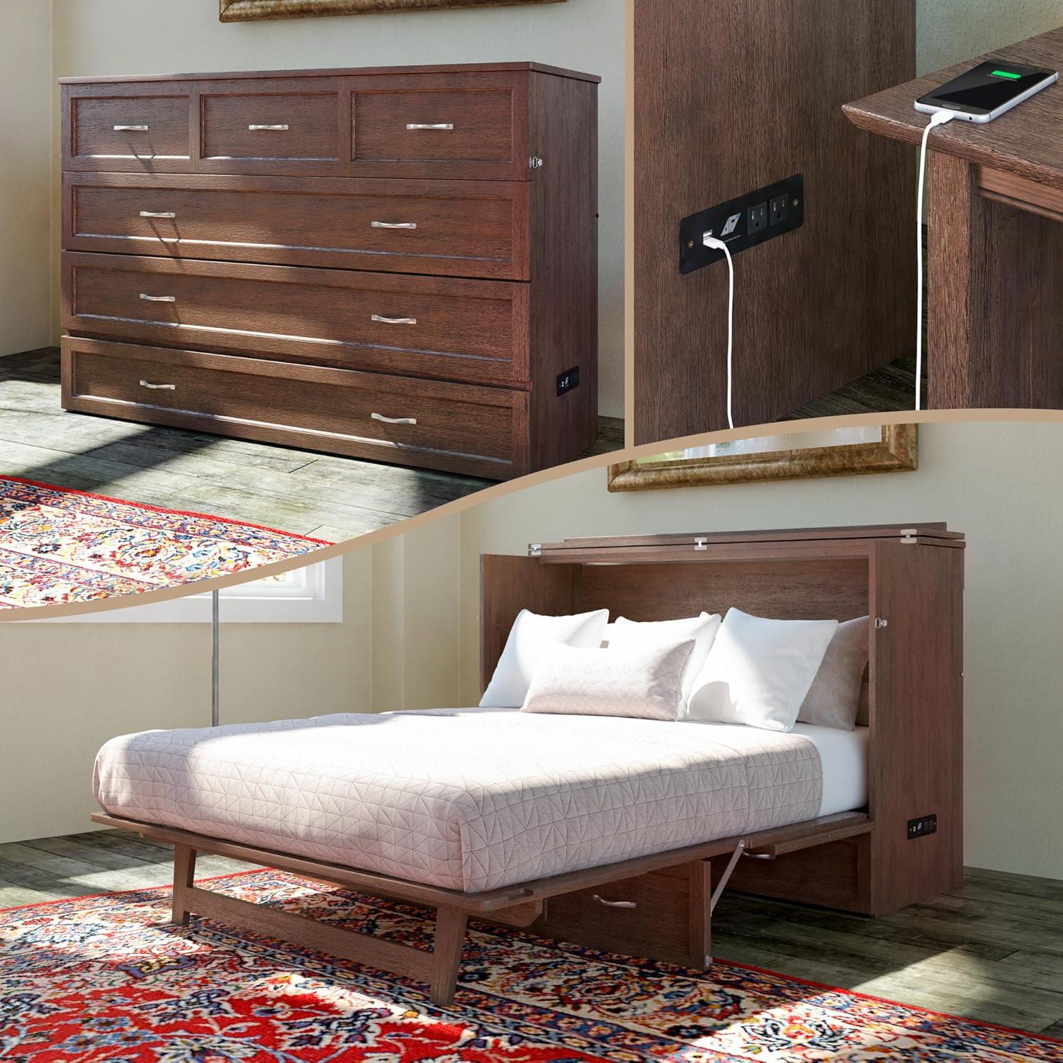 Queen Deerfield Murphy Bed Chest with Charging Station - AFI Atlantic Furniture