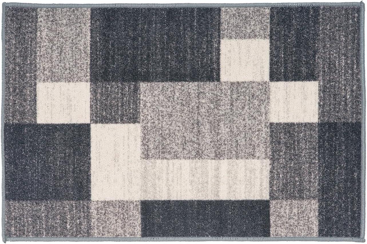 World Rug Gallery Modern Boxes Design Non-slip (Non-skid) Area Rug - Gray 2'7"x4'